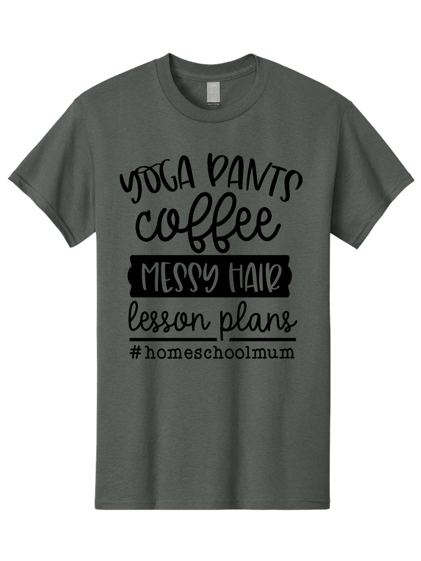 Homeschoolmum Men'S Graphic Tee, 100% Cotton, Comfortable Casual Summer Wear, Machine Washable, Homeschool Mom Lifestyle, Yoga Pants, Coffee, Messy Hair, Lesson Plans, Homeschooling, Mom Life, Parenting, Education, Teaching Aab400 3