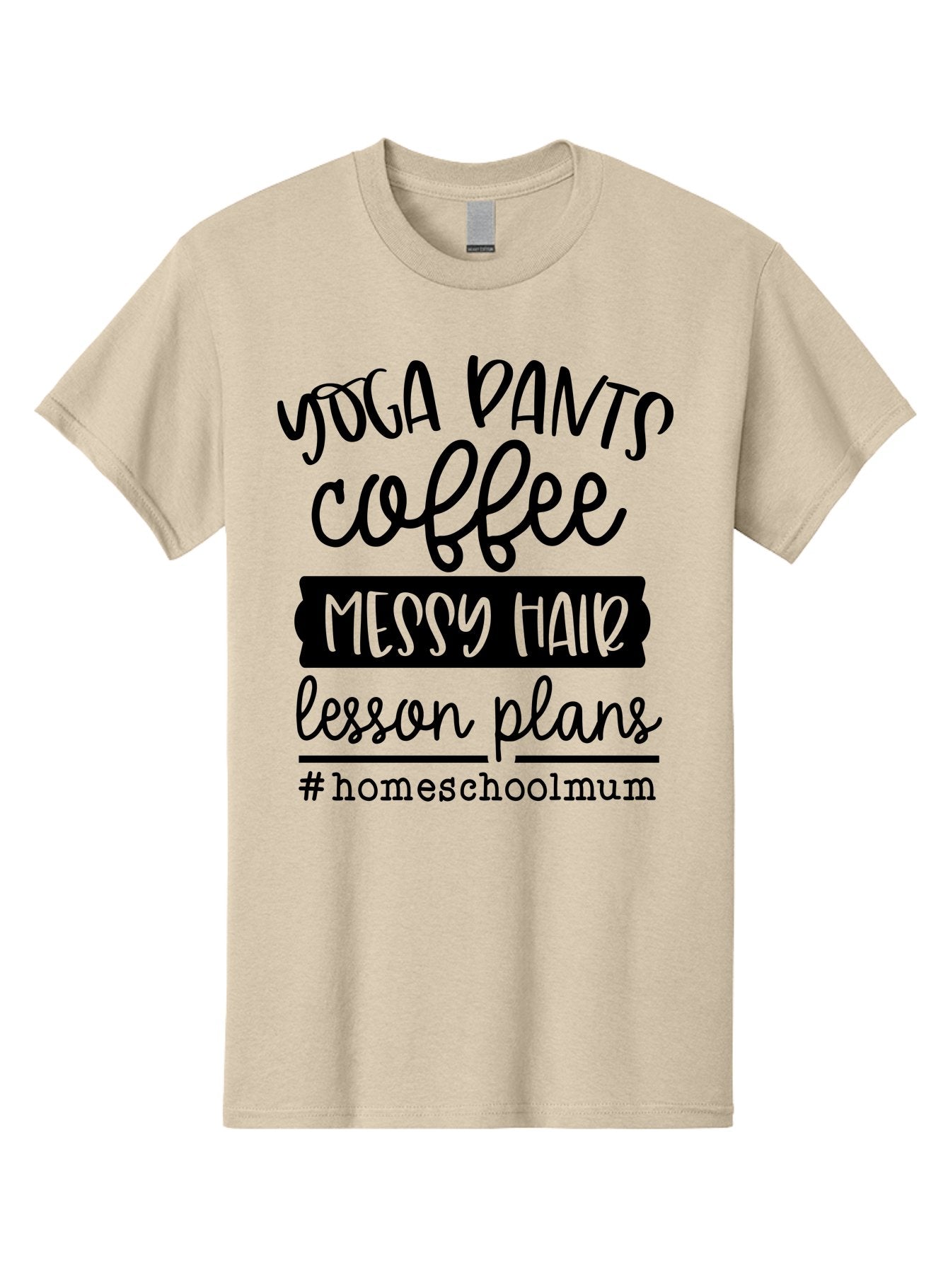 Homeschoolmum Men'S Graphic Tee, 100% Cotton, Comfortable Casual Summer Wear, Machine Washable, Homeschool Mom Lifestyle, Yoga Pants, Coffee, Messy Hair, Lesson Plans, Homeschooling, Mom Life, Parenting, Education, Teaching Aab400 15