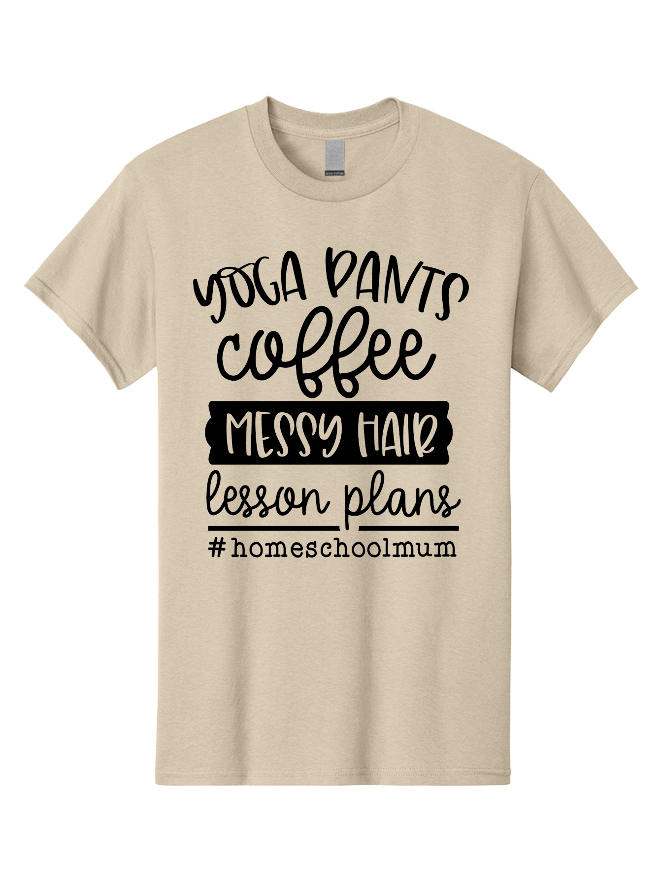 Homeschoolmum Men'S Graphic Tee, 100% Cotton, Comfortable Casual Summer Wear, Machine Washable, Homeschool Mom Lifestyle, Yoga Pants, Coffee, Messy Hair, Lesson Plans, Homeschooling, Mom Life, Parenting, Education, Teaching Aab400