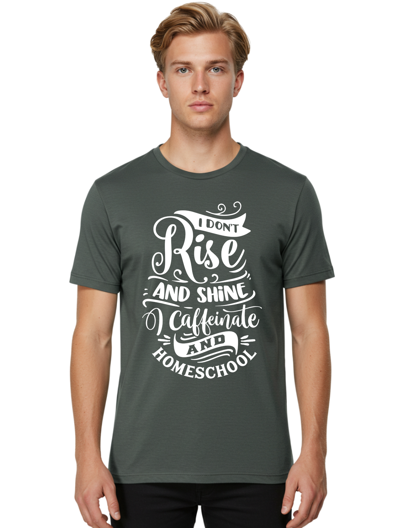 I-Don-T-Rise-And-Shine-I-Caffeinate-And-Homeschool Men'S Graphic Tee, 100% Cotton, Comfortable Casual Summer Wear, Machine Washable, Homeschooling Humor, Funny Homeschool Quotes, Coffee Fueled, Caffeinated Homeschooler, Parenting Memes, Aab402 12