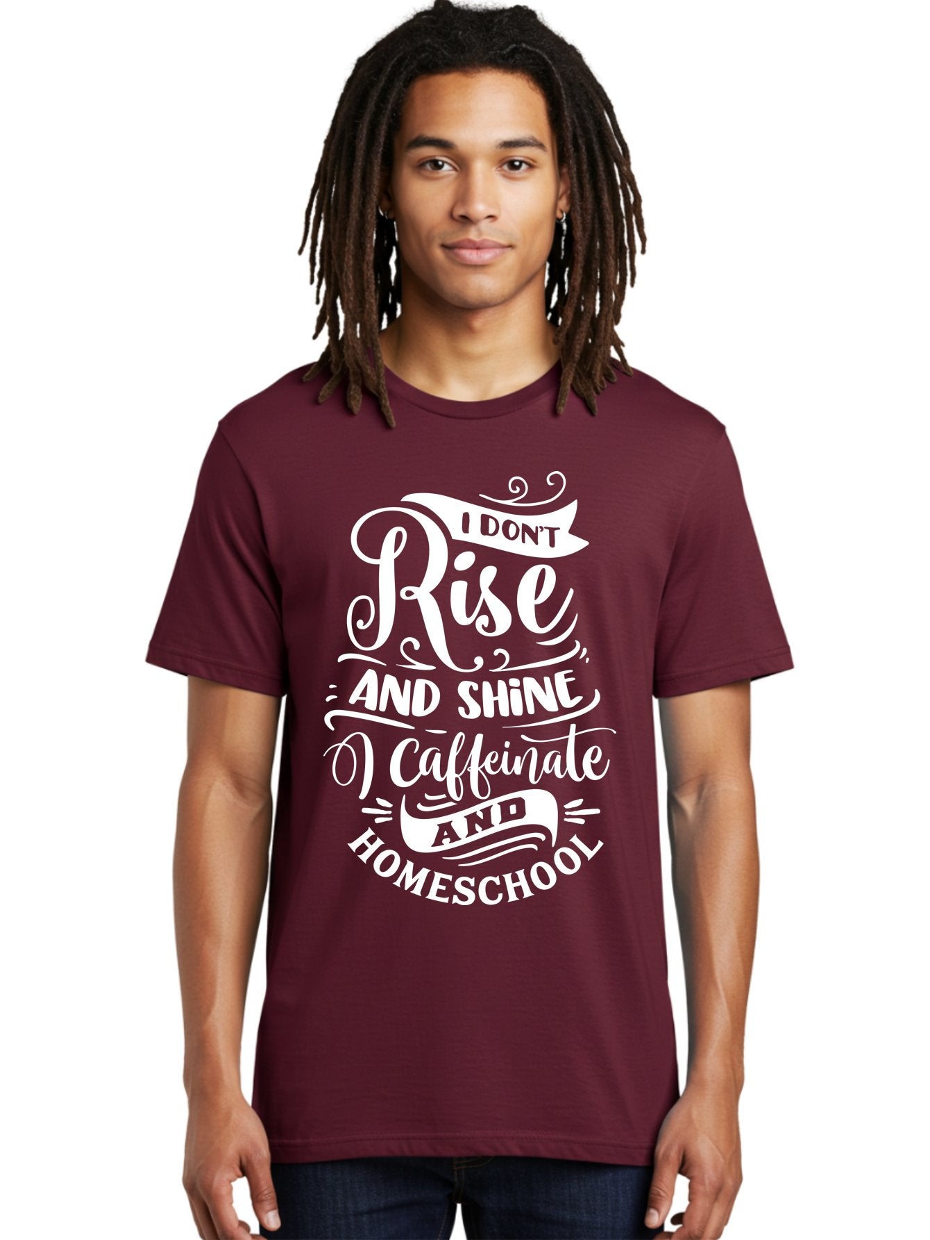 I-Don-T-Rise-And-Shine-I-Caffeinate-And-Homeschool Men'S Graphic Tee, 100% Cotton, Comfortable Casual Summer Wear, Machine Washable, Homeschooling Humor, Funny Homeschool Quotes, Coffee Fueled, Caffeinated Homeschooler, Parenting Memes, Aab402 23