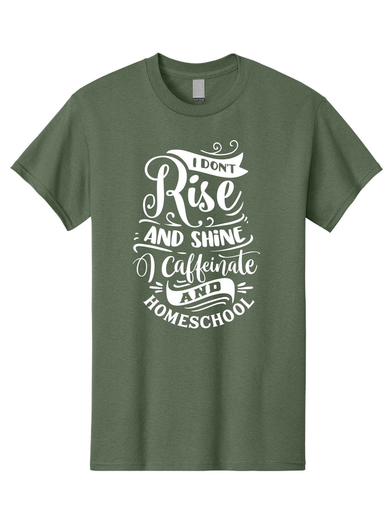 I-Don-T-Rise-And-Shine-I-Caffeinate-And-Homeschool Men'S Graphic Tee, 100% Cotton, Comfortable Casual Summer Wear, Machine Washable, Homeschooling Humor, Funny Homeschool Quotes, Coffee Fueled, Caffeinated Homeschooler, Parenting Memes, Aab402