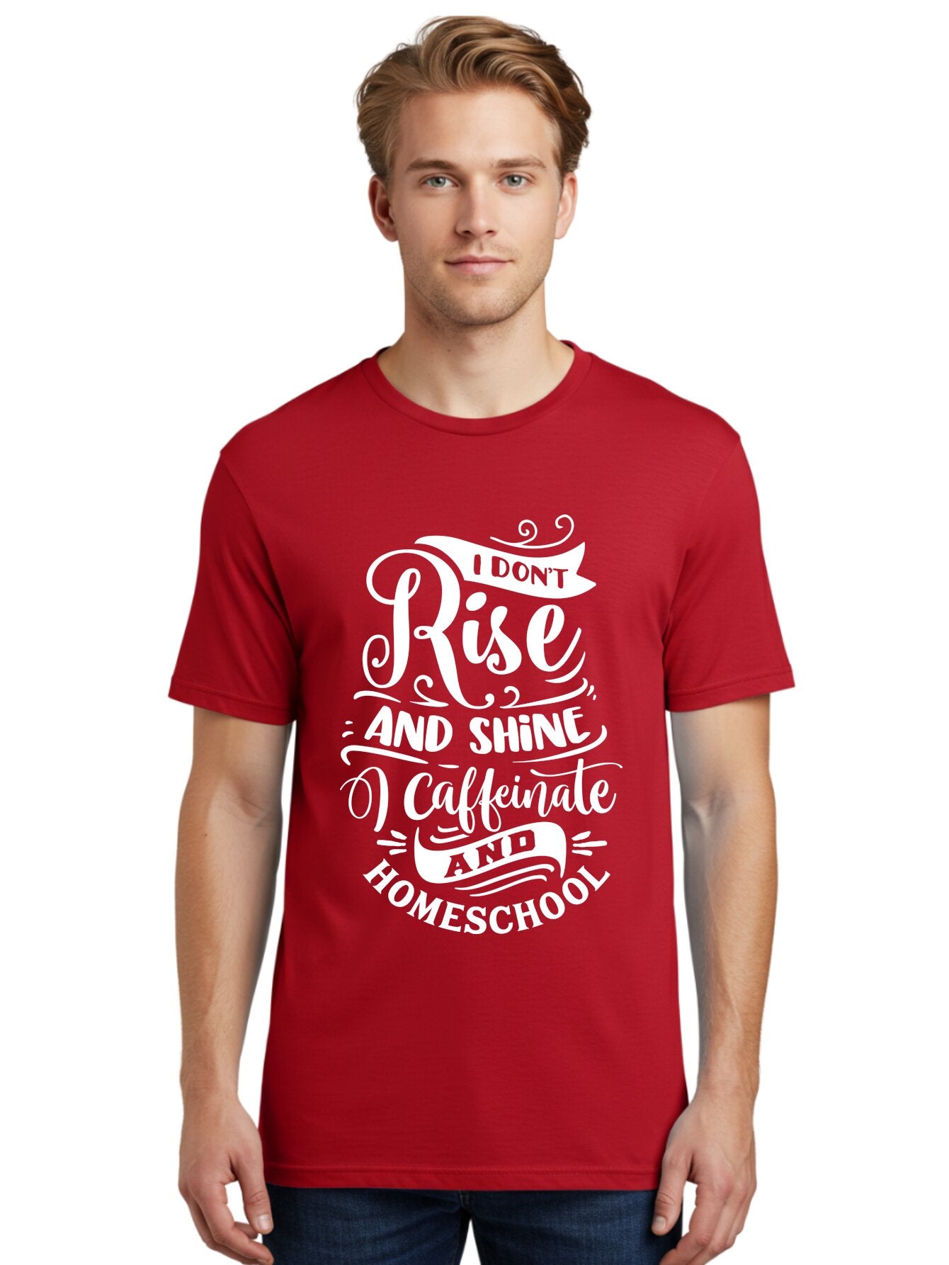 I-Don-T-Rise-And-Shine-I-Caffeinate-And-Homeschool Men'S Graphic Tee, 100% Cotton, Comfortable Casual Summer Wear, Machine Washable, Homeschooling Humor, Funny Homeschool Quotes, Coffee Fueled, Caffeinated Homeschooler, Parenting Memes, Aab402 20