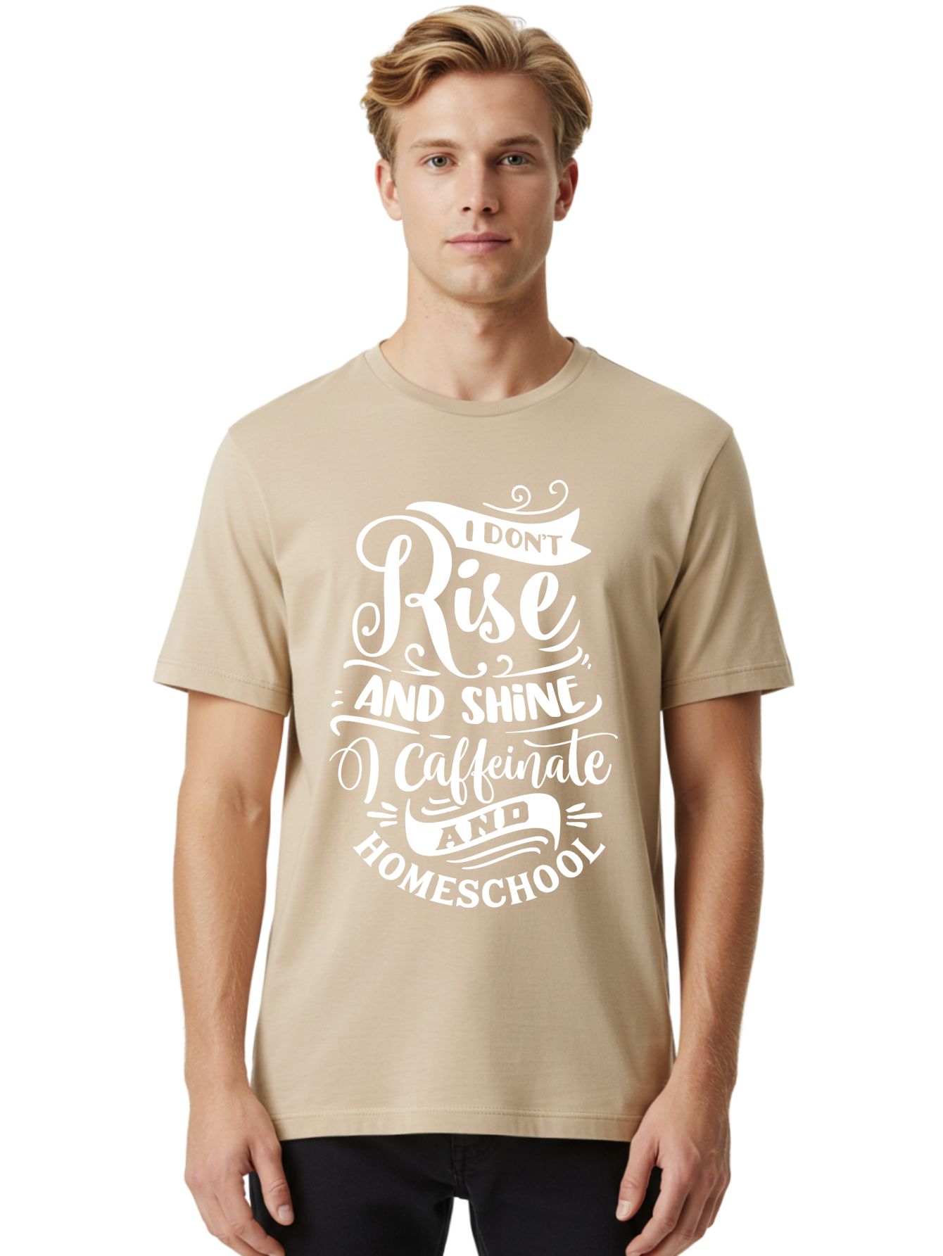 I-Don-T-Rise-And-Shine-I-Caffeinate-And-Homeschool Men'S Graphic Tee, 100% Cotton, Comfortable Casual Summer Wear, Machine Washable, Homeschooling Humor, Funny Homeschool Quotes, Coffee Fueled, Caffeinated Homeschooler, Parenting Memes, Aab402 8
