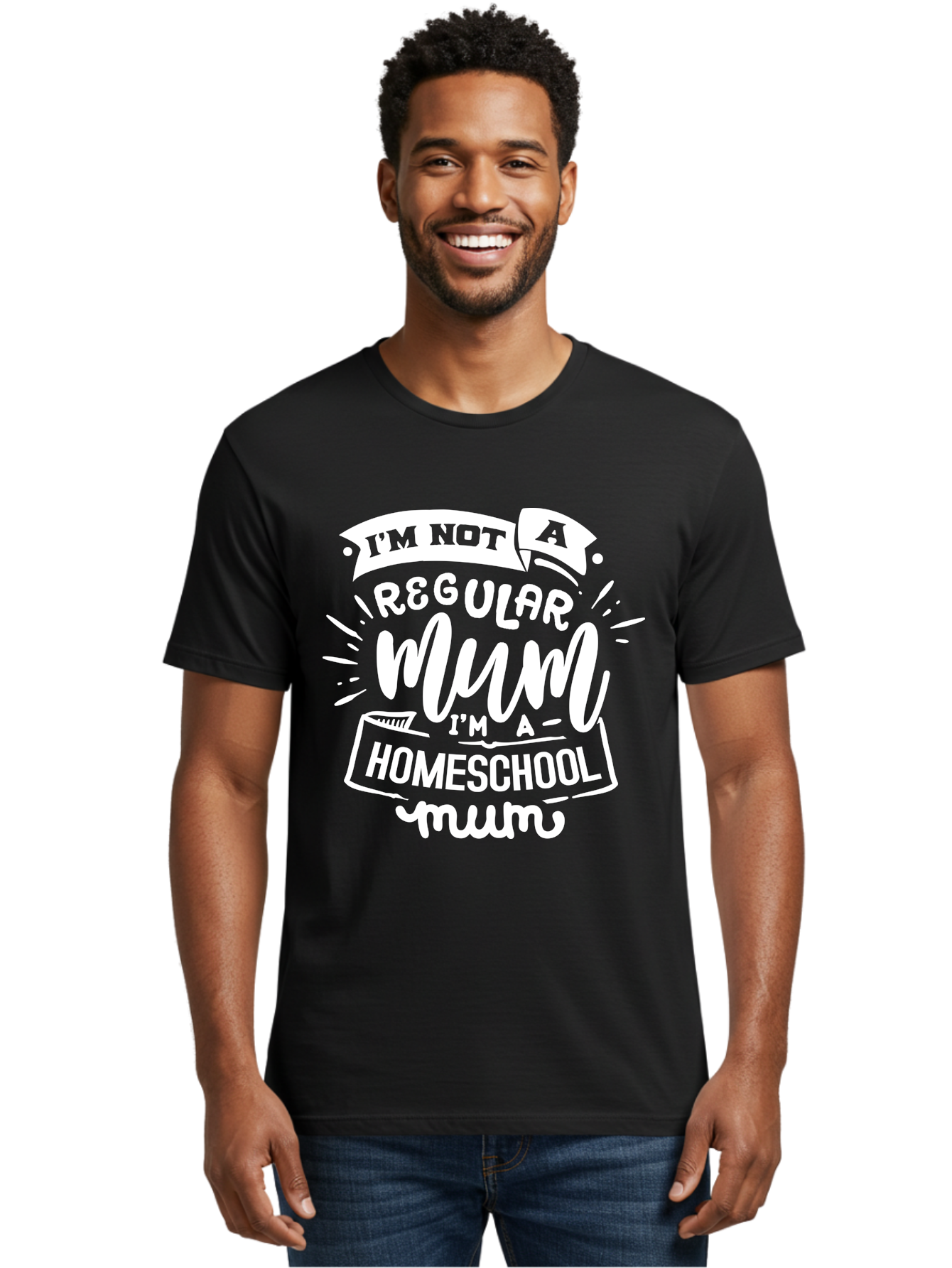 I-M-Not-A-Regular-Mum-I-M-A-Homeschool-Mum Men'S Graphic Tee, 100% Cotton, Comfortable Casual Summer Wear, Machine Washable, Homeschool Mom, Proud Parent, Alternative Education, Mom Life, Homeschooling, Parenting Tips, Education At Home, Aab406