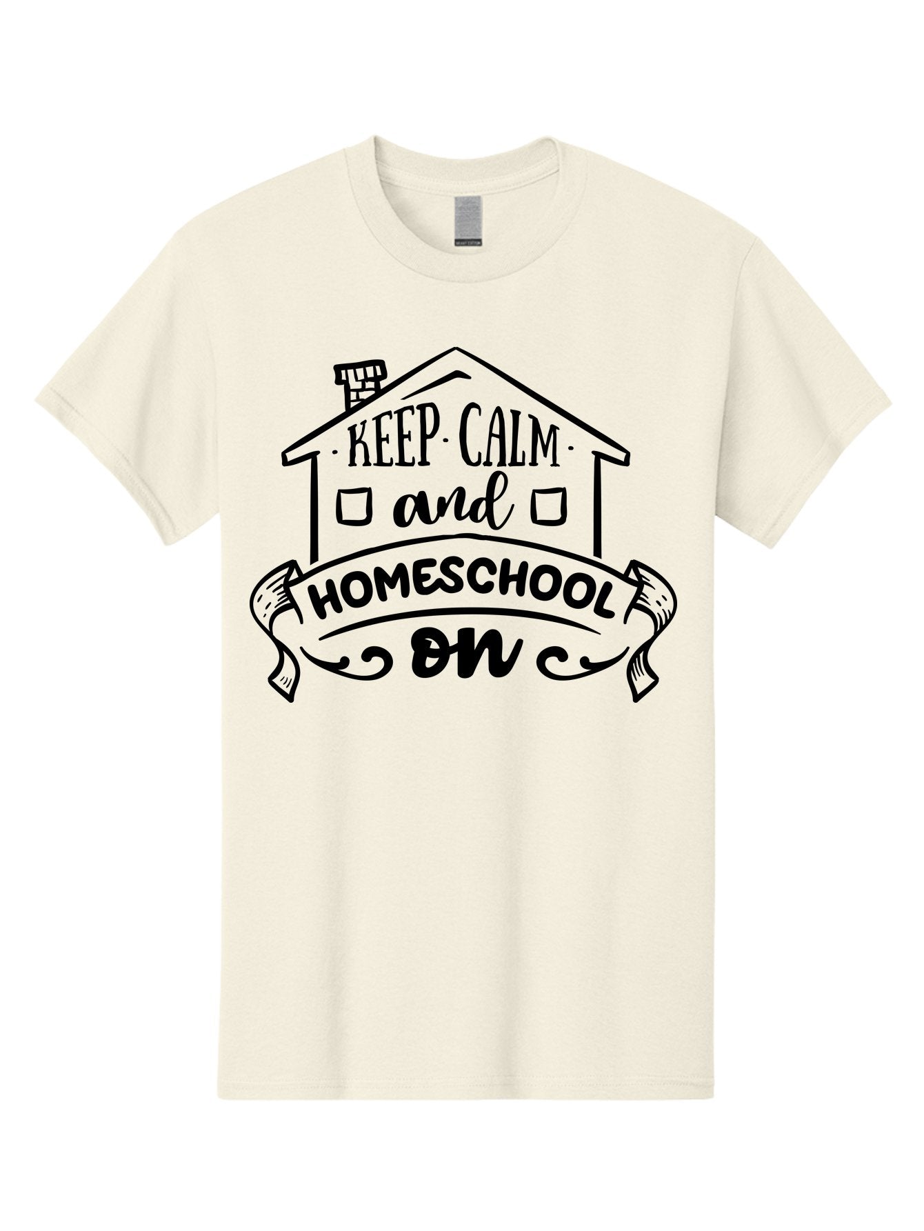 Keep-Calm-And-Homeschool-On-1 Men'S Graphic Tee, 100% Cotton, Comfortable Casual Summer Wear, Machine Washable, Homeschooling Inspiration, Keep Calm, Homeschool On, Home Education, Personalized Learning, Alternative Education, Family Learning, Aab407 13