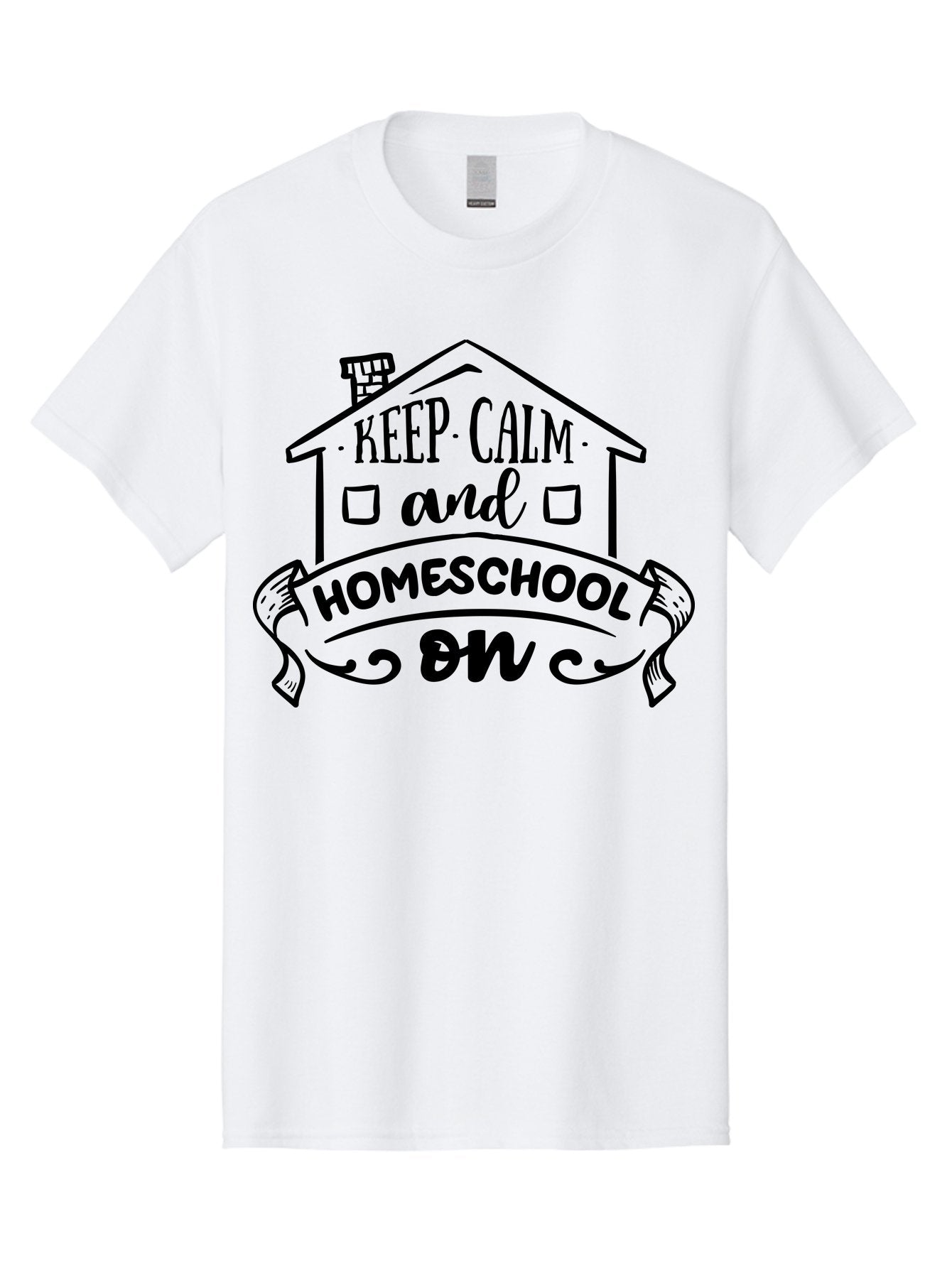 Keep-Calm-And-Homeschool-On-1 Men'S Graphic Tee, 100% Cotton, Comfortable Casual Summer Wear, Machine Washable, Homeschooling Inspiration, Keep Calm, Homeschool On, Home Education, Personalized Learning, Alternative Education, Family Learning, Aab407