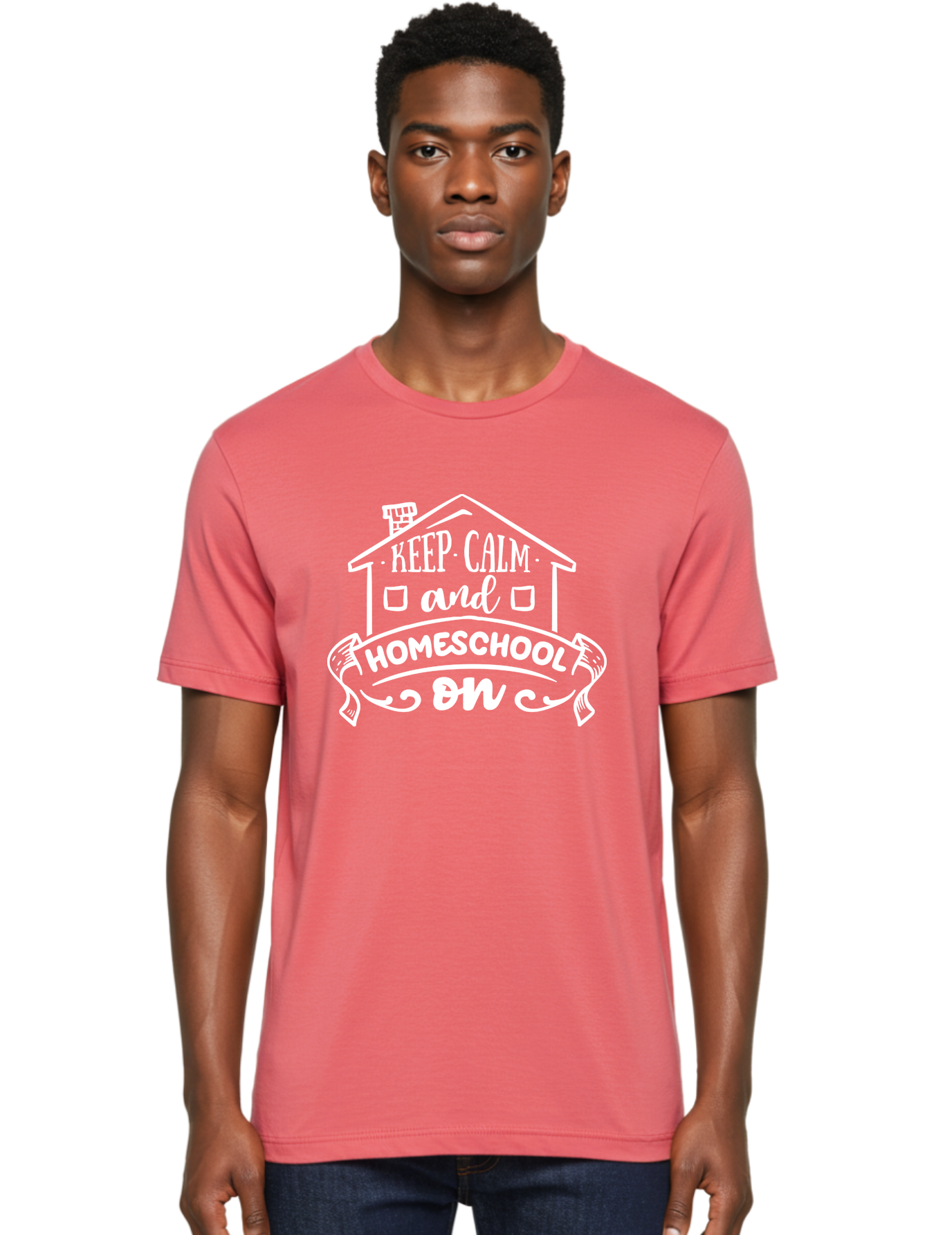 Keep-Calm-And-Homeschool-On Men'S Graphic Tee, 100% Cotton, Comfortable Casual Summer Wear, Machine Washable, Homeschooling, Homeschool, Keep Calm, Homeschool On, Alternative Education, Home Education, Learning At Home, Family Education, Aab408