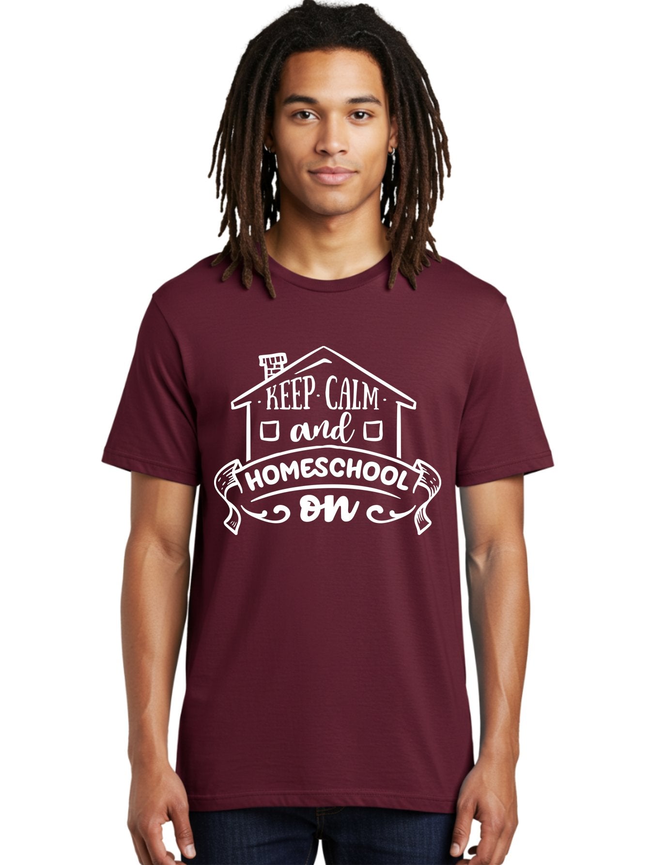 Keep-Calm-And-Homeschool-On Men'S Graphic Tee, 100% Cotton, Comfortable Casual Summer Wear, Machine Washable, Homeschooling, Homeschool, Keep Calm, Homeschool On, Alternative Education, Home Education, Learning At Home, Family Education, Aab408 29