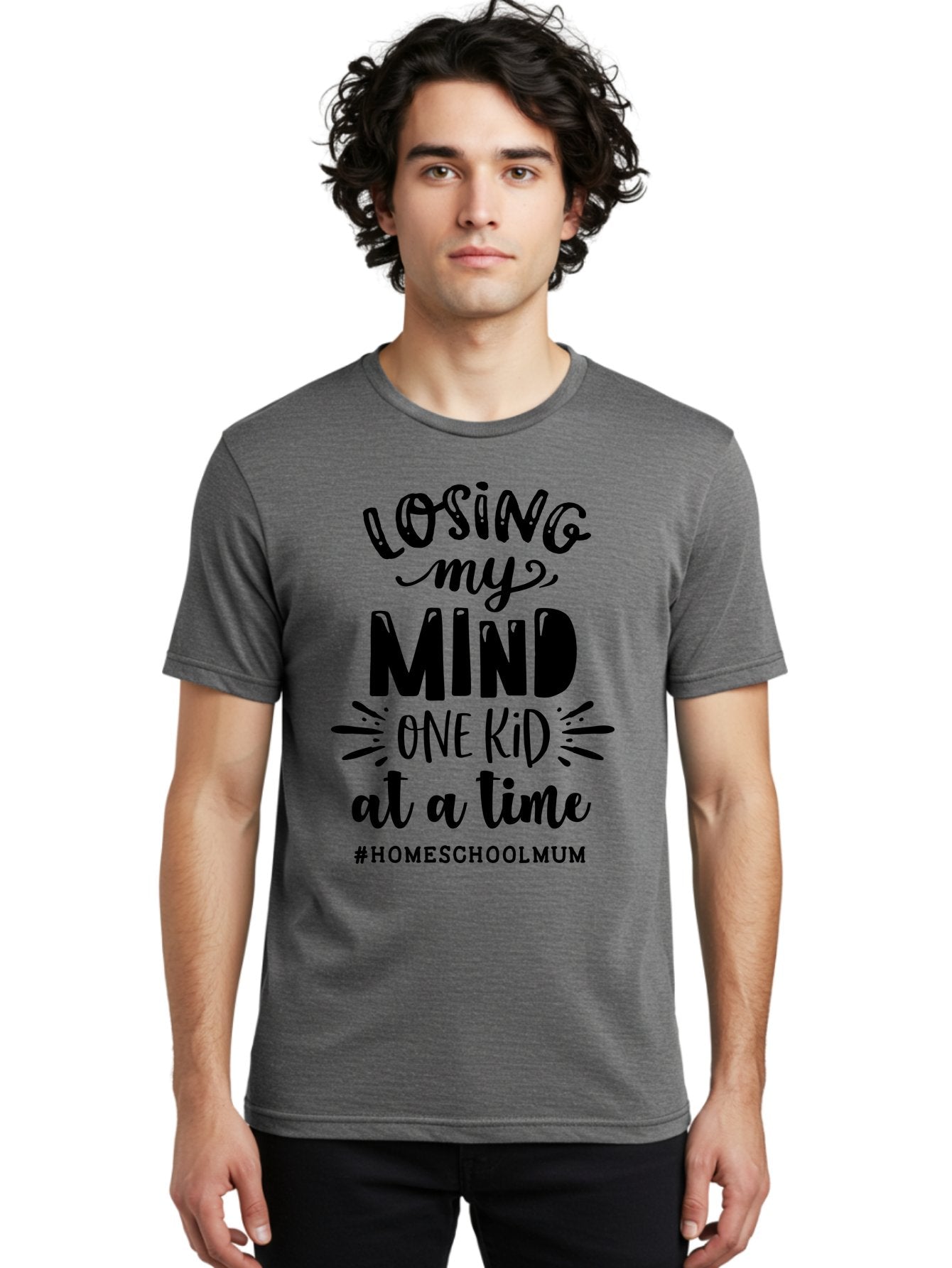 Losing-My-Mind-One-Kid-At-A-Time-1 Men'S Graphic Tee, 100% Cotton, Comfortable Casual Summer Wear, Machine Washable, Humorous Homeschool Mom Quote, Funny Parenting Phrase, Relatable Mom Joke, Homeschooling Struggles, Parenting Humor, Mom Life Aab409 30