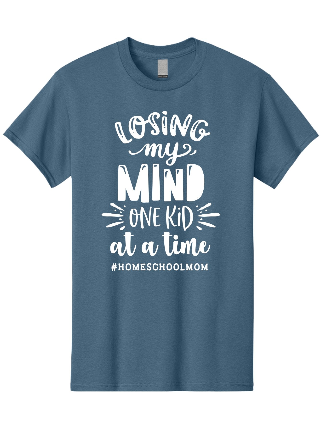 Losing-My-Mind-One-Kid-At-A-Time-2 Men'S Graphic Tee, 100% Cotton, Comfortable Casual Summer Wear, Machine Washable, Homeschool Mom, Parenting Humor, Funny Quotes, Mom Life, Homeschooling Challenges, Mom Struggles, Parenting Struggles, Aab410