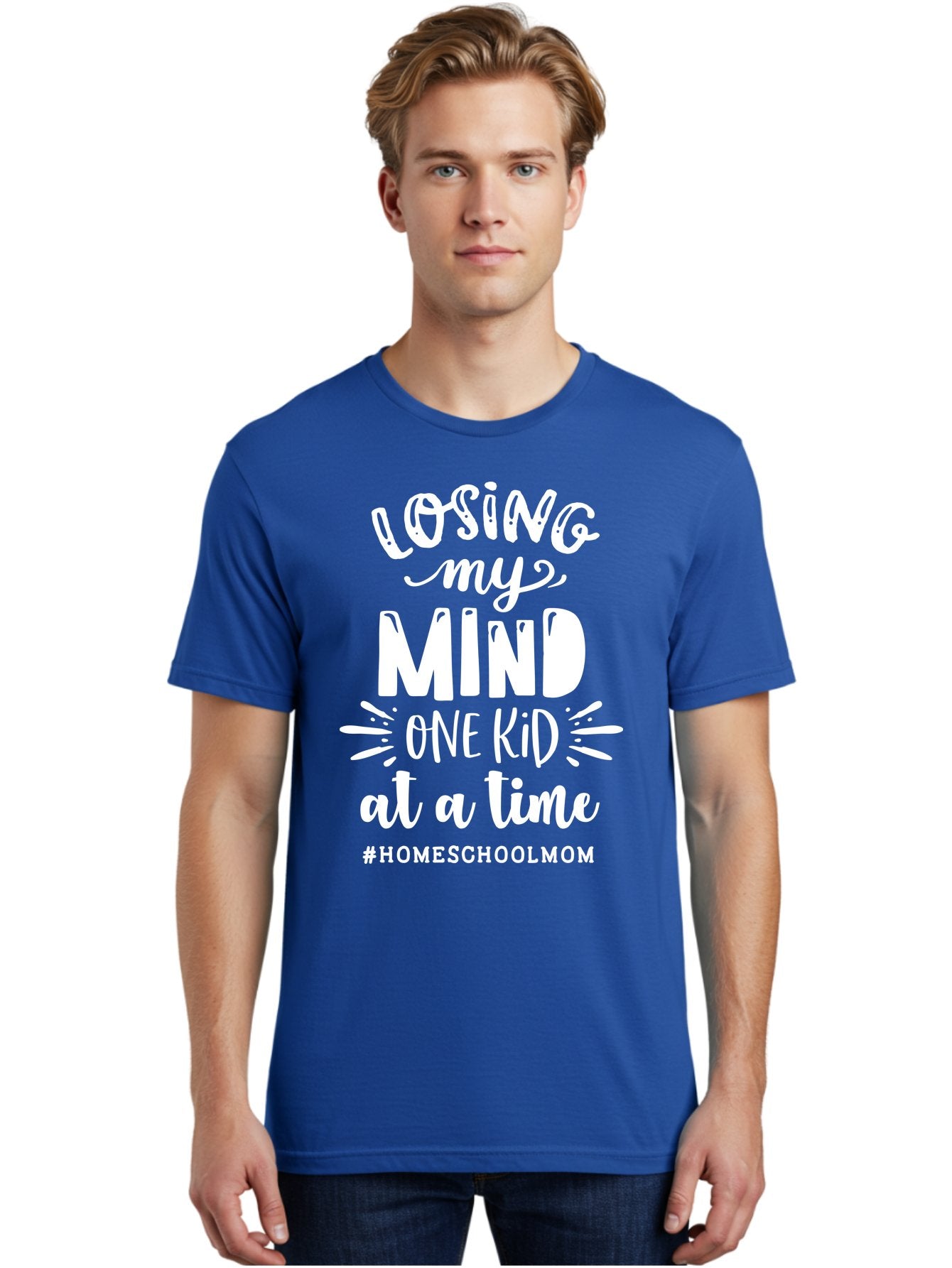 Losing-My-Mind-One-Kid-At-A-Time-2 Men'S Graphic Tee, 100% Cotton, Comfortable Casual Summer Wear, Machine Washable, Homeschool Mom, Parenting Humor, Funny Quotes, Mom Life, Homeschooling Challenges, Mom Struggles, Parenting Struggles, Aab410 28