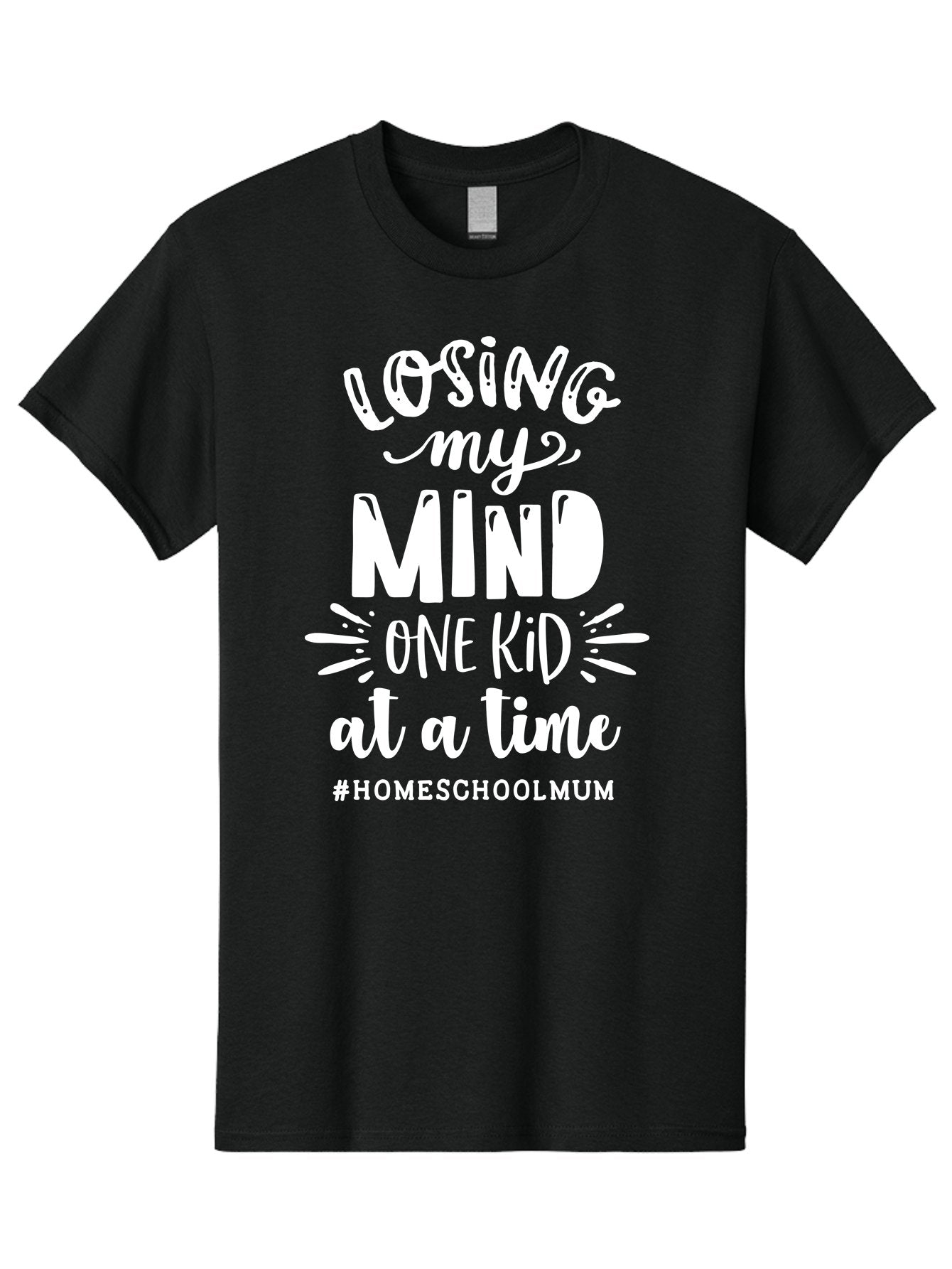 Losing-My-Mind-One-Kid-At-A-Time Men'S Graphic Tee, 100% Cotton, Comfortable Casual Summer Wear, Machine Washable, Homeschool Mom, Parenting Struggles, Humorous Quote, Motherhood Challenges, Parenting Life Aab411