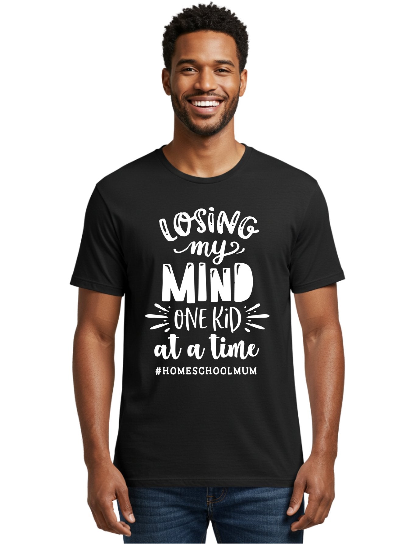 Losing-My-Mind-One-Kid-At-A-Time Men'S Graphic Tee, 100% Cotton, Comfortable Casual Summer Wear, Machine Washable, Homeschool Mom, Parenting Struggles, Humorous Quote, Motherhood Challenges, Parenting Life Aab411 19