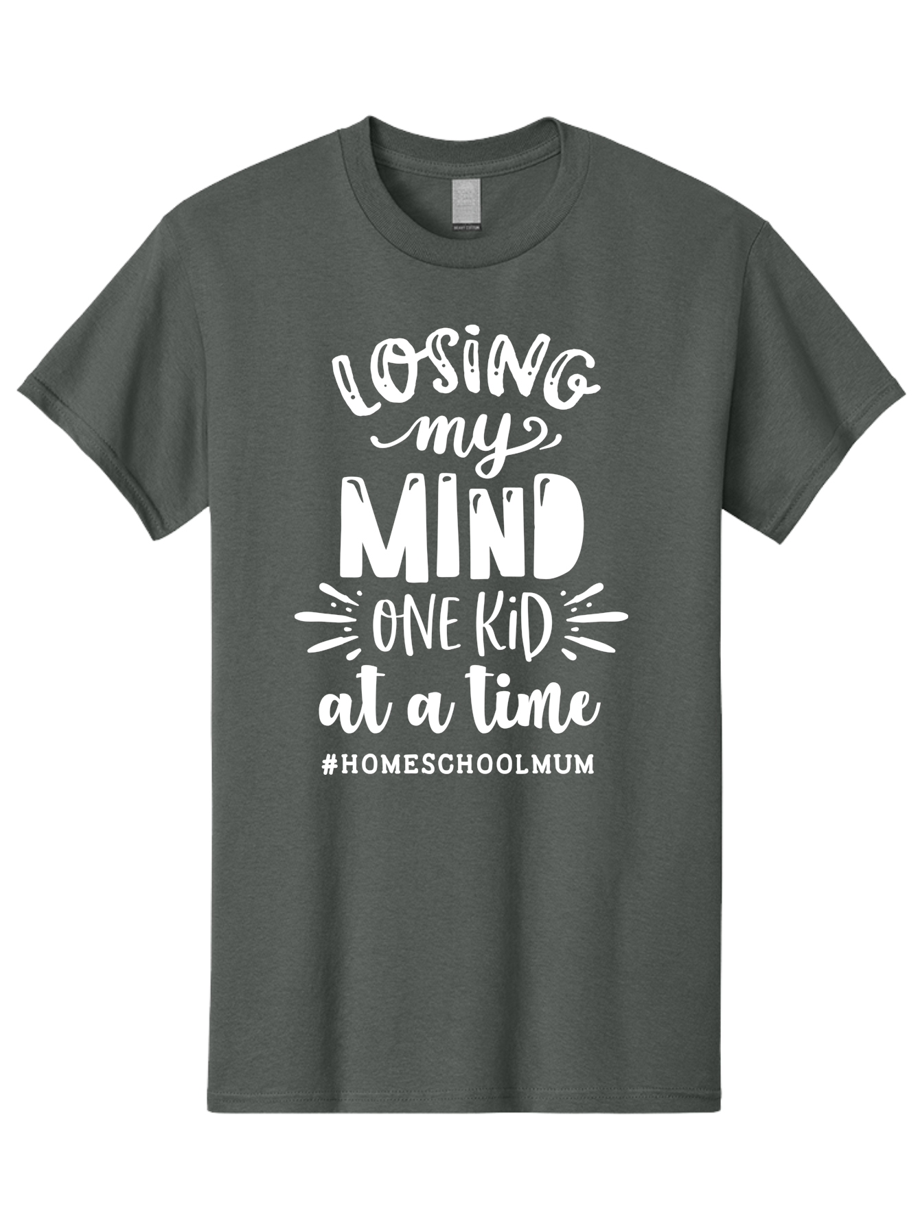 Losing-My-Mind-One-Kid-At-A-Time Men'S Graphic Tee, 100% Cotton, Comfortable Casual Summer Wear, Machine Washable, Homeschool Mom, Parenting Struggles, Humorous Quote, Motherhood Challenges, Parenting Life Aab411 3
