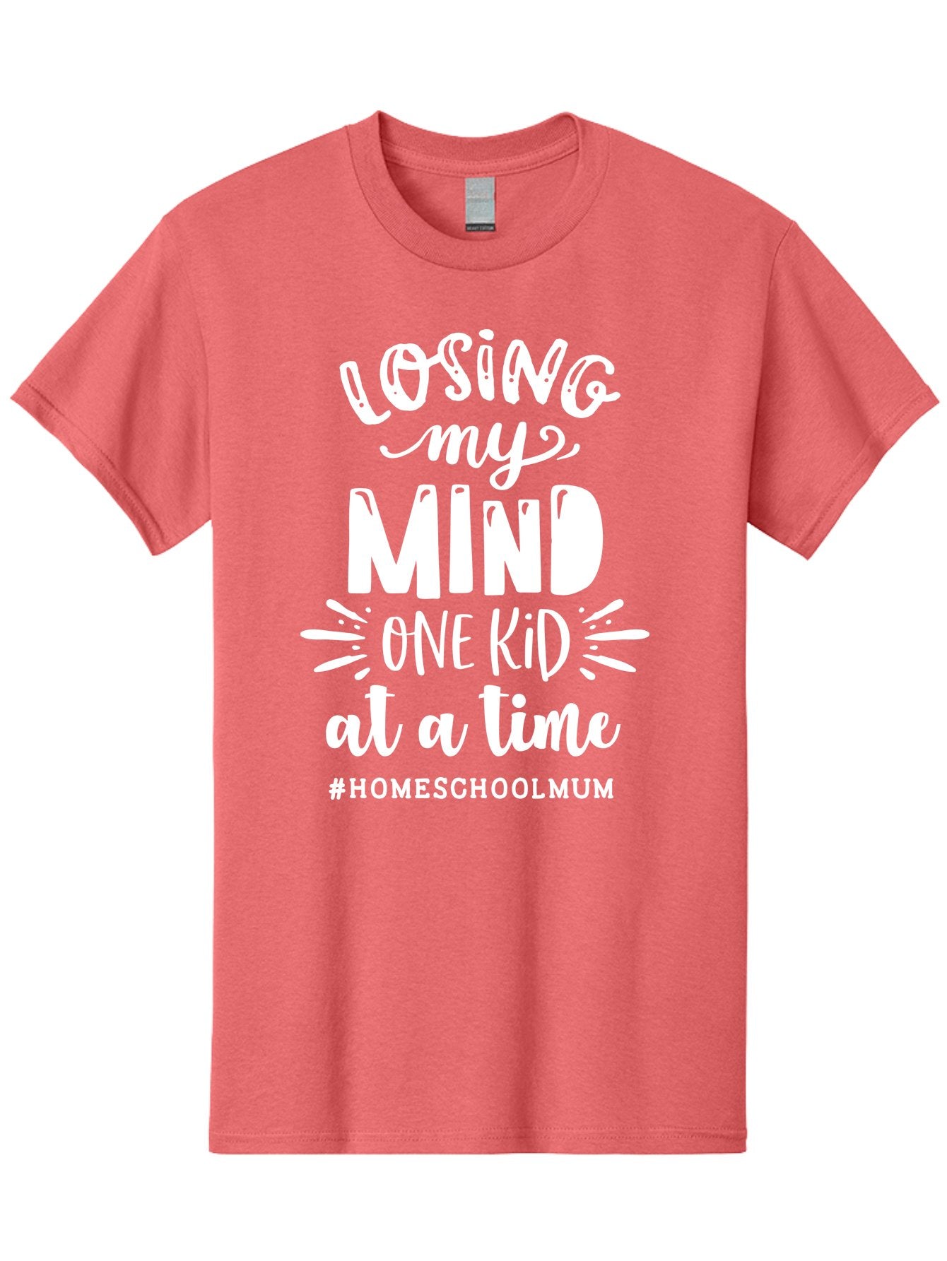 Losing-My-Mind-One-Kid-At-A-Time Men'S Graphic Tee, 100% Cotton, Comfortable Casual Summer Wear, Machine Washable, Homeschool Mom, Parenting Struggles, Humorous Quote, Motherhood Challenges, Parenting Life Aab411