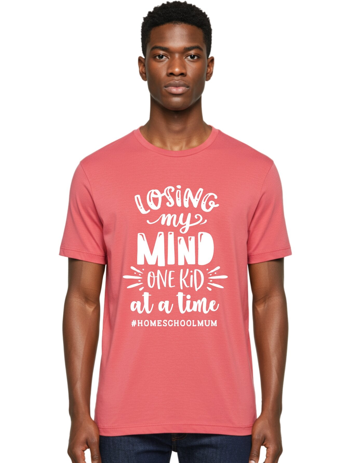 Losing-My-Mind-One-Kid-At-A-Time Men'S Graphic Tee, 100% Cotton, Comfortable Casual Summer Wear, Machine Washable, Homeschool Mom, Parenting Struggles, Humorous Quote, Motherhood Challenges, Parenting Life Aab411 21