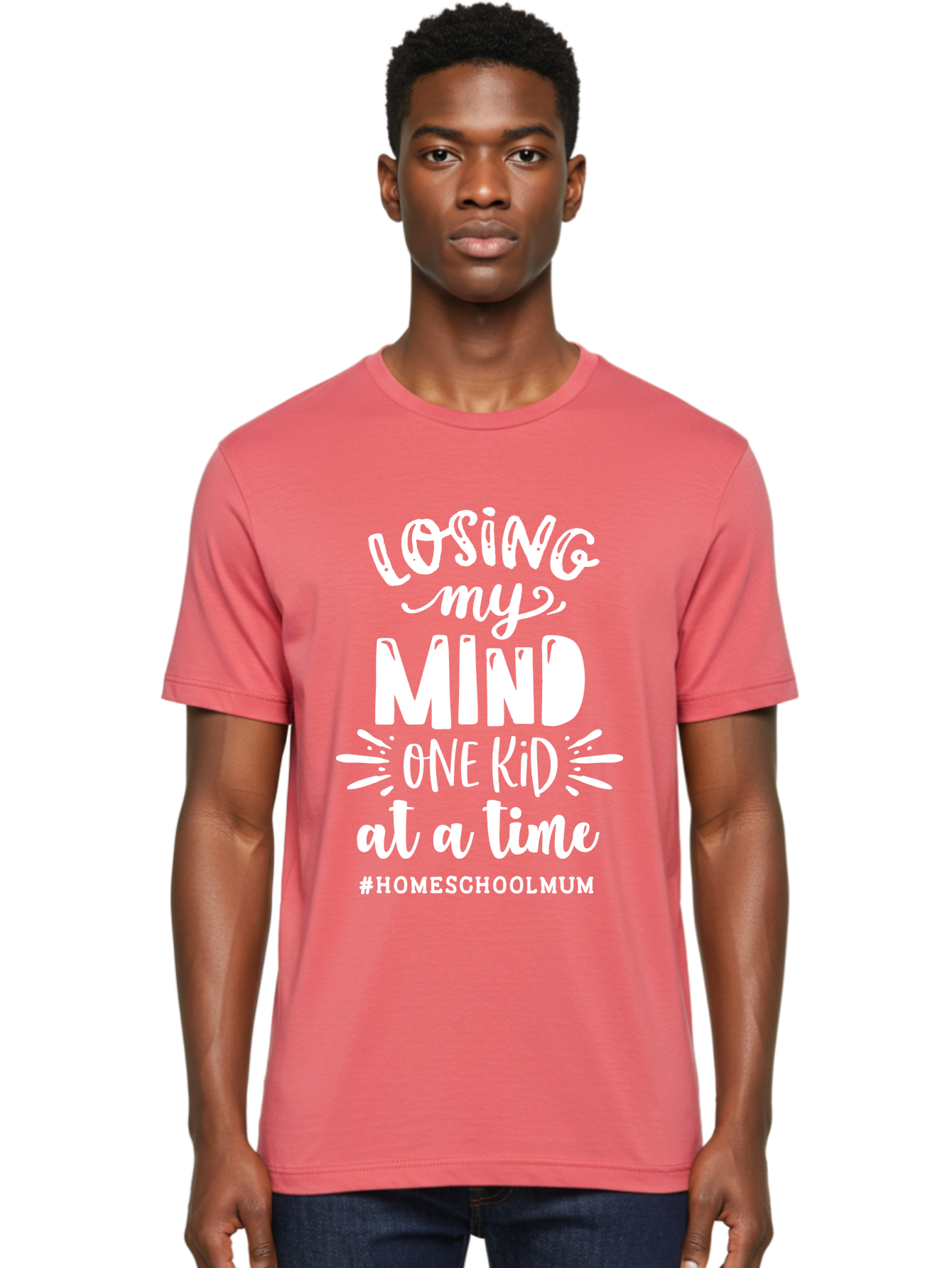 Losing-My-Mind-One-Kid-At-A-Time Men'S Graphic Tee, 100% Cotton, Comfortable Casual Summer Wear, Machine Washable, Homeschool Mom, Parenting Struggles, Humorous Quote, Motherhood Challenges, Parenting Life Aab411 6