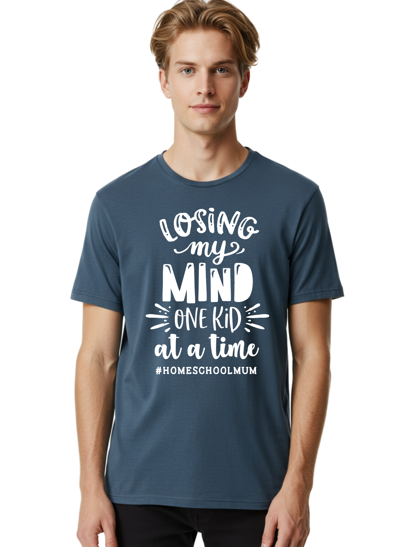 Losing-My-Mind-One-Kid-At-A-Time Men'S Graphic Tee, 100% Cotton, Comfortable Casual Summer Wear, Machine Washable, Homeschool Mom, Parenting Struggles, Humorous Quote, Motherhood Challenges, Parenting Life Aab411 12