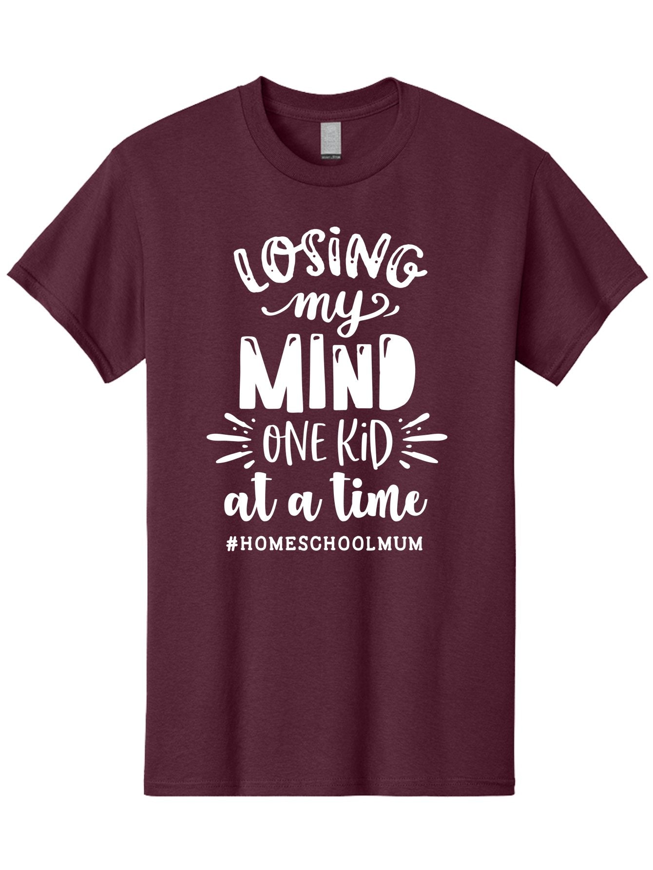 Losing-My-Mind-One-Kid-At-A-Time Men'S Graphic Tee, 100% Cotton, Comfortable Casual Summer Wear, Machine Washable, Homeschool Mom, Parenting Struggles, Humorous Quote, Motherhood Challenges, Parenting Life Aab411 8