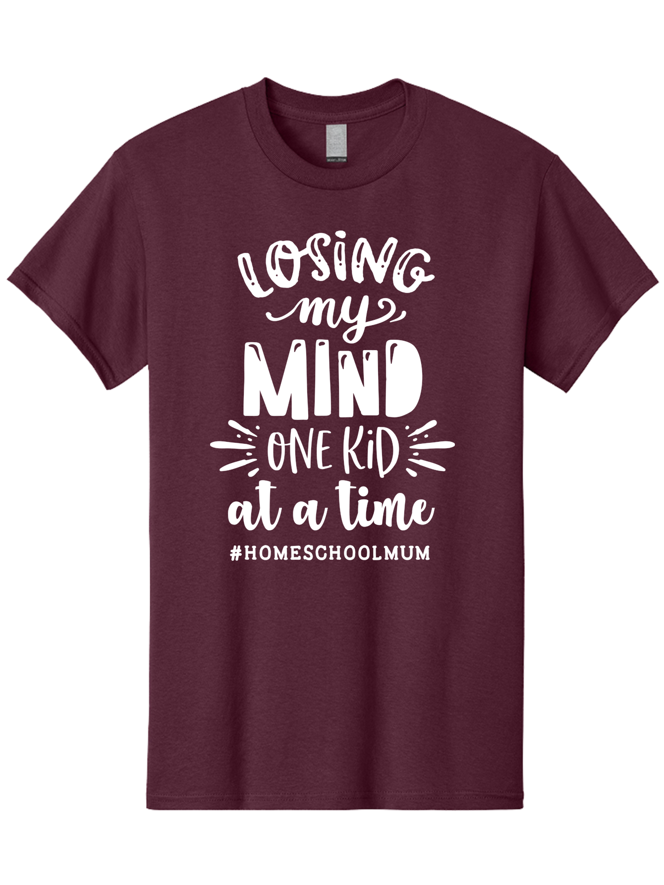 Losing-My-Mind-One-Kid-At-A-Time Men'S Graphic Tee, 100% Cotton, Comfortable Casual Summer Wear, Machine Washable, Homeschool Mom, Parenting Struggles, Humorous Quote, Motherhood Challenges, Parenting Life Aab411 13
