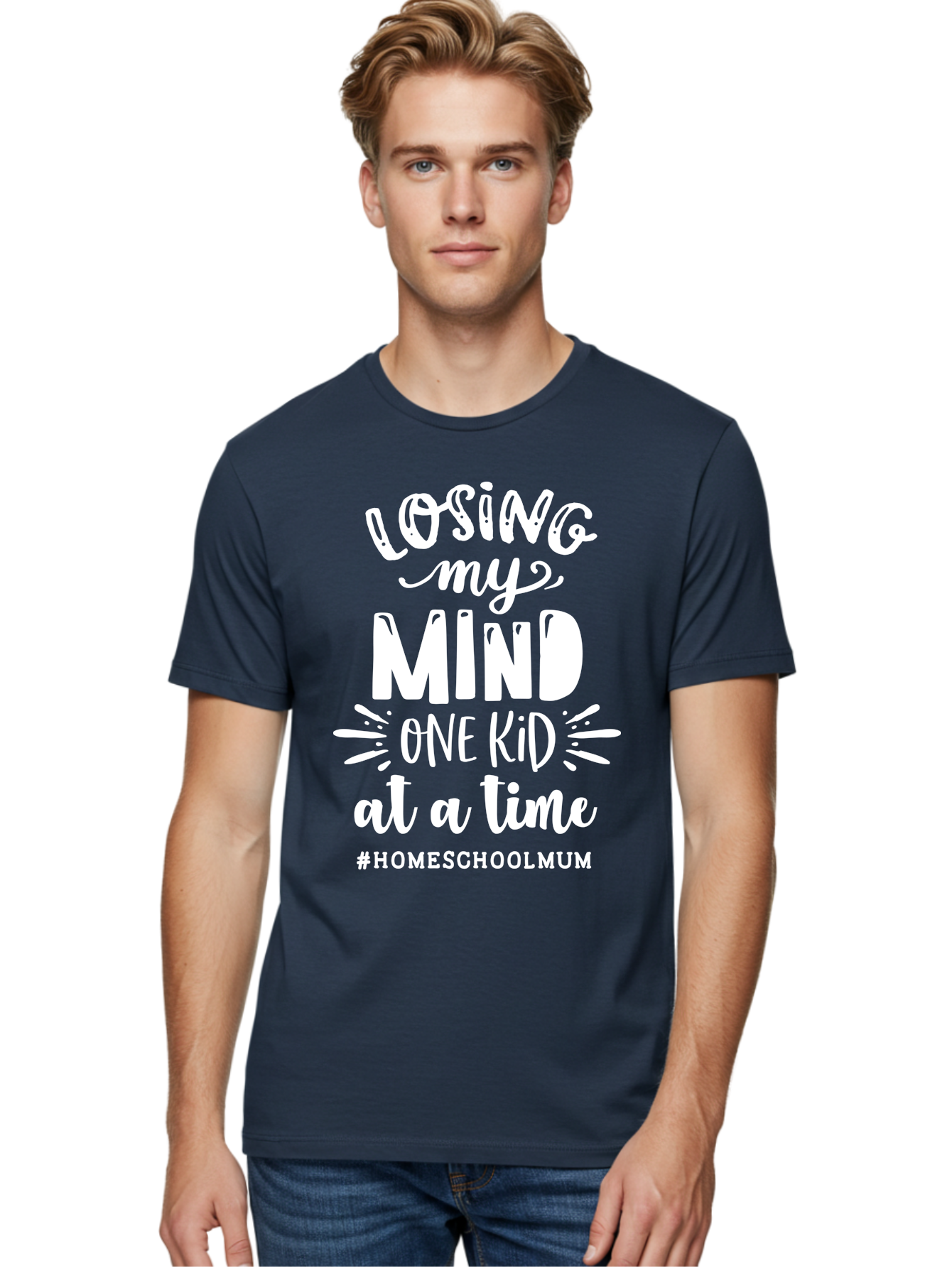 Losing-My-Mind-One-Kid-At-A-Time Men'S Graphic Tee, 100% Cotton, Comfortable Casual Summer Wear, Machine Washable, Homeschool Mom, Parenting Struggles, Humorous Quote, Motherhood Challenges, Parenting Life Aab411 20
