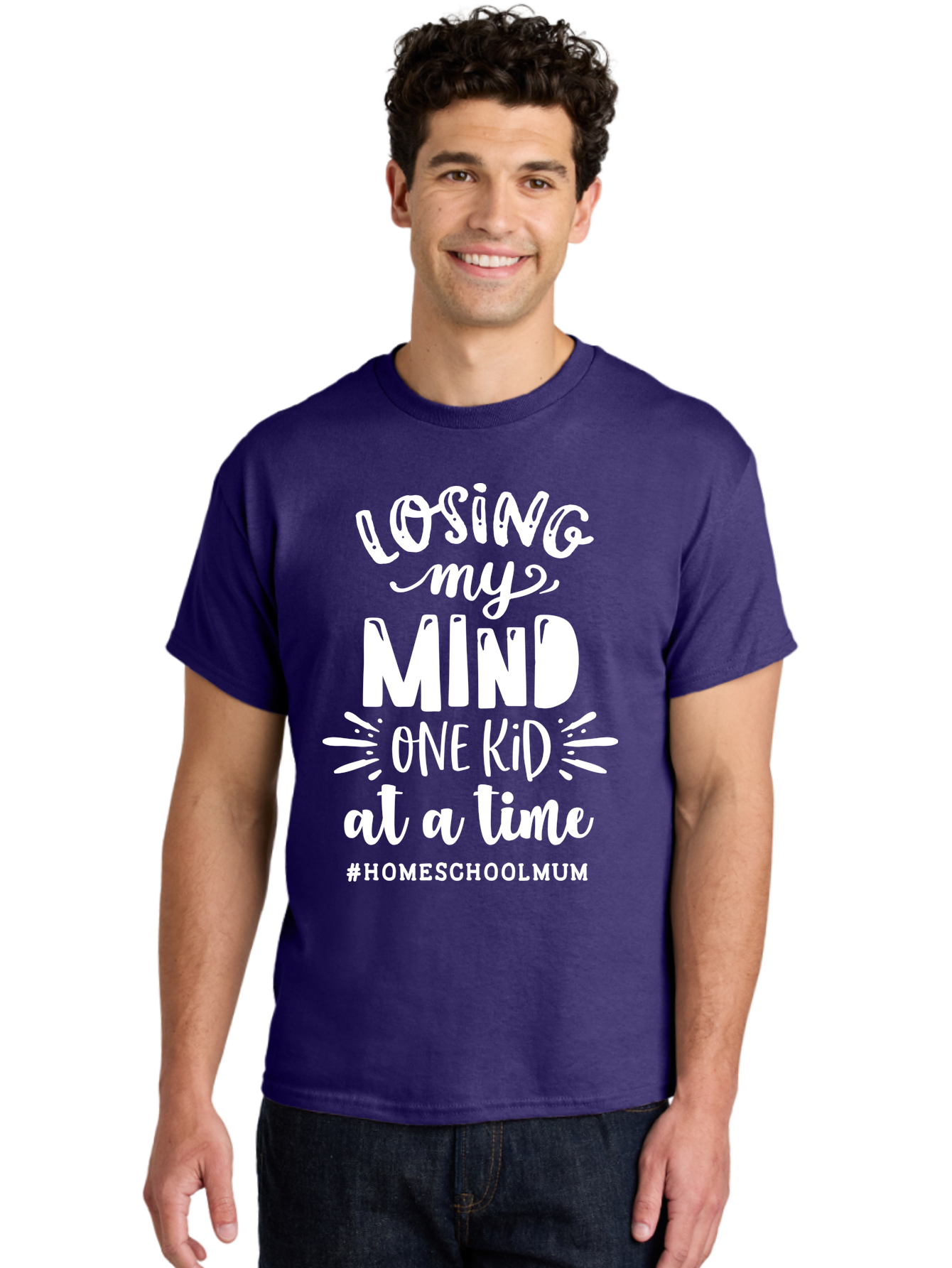 Losing-My-Mind-One-Kid-At-A-Time Men'S Graphic Tee, 100% Cotton, Comfortable Casual Summer Wear, Machine Washable, Homeschool Mom, Parenting Struggles, Humorous Quote, Motherhood Challenges, Parenting Life Aab411 22