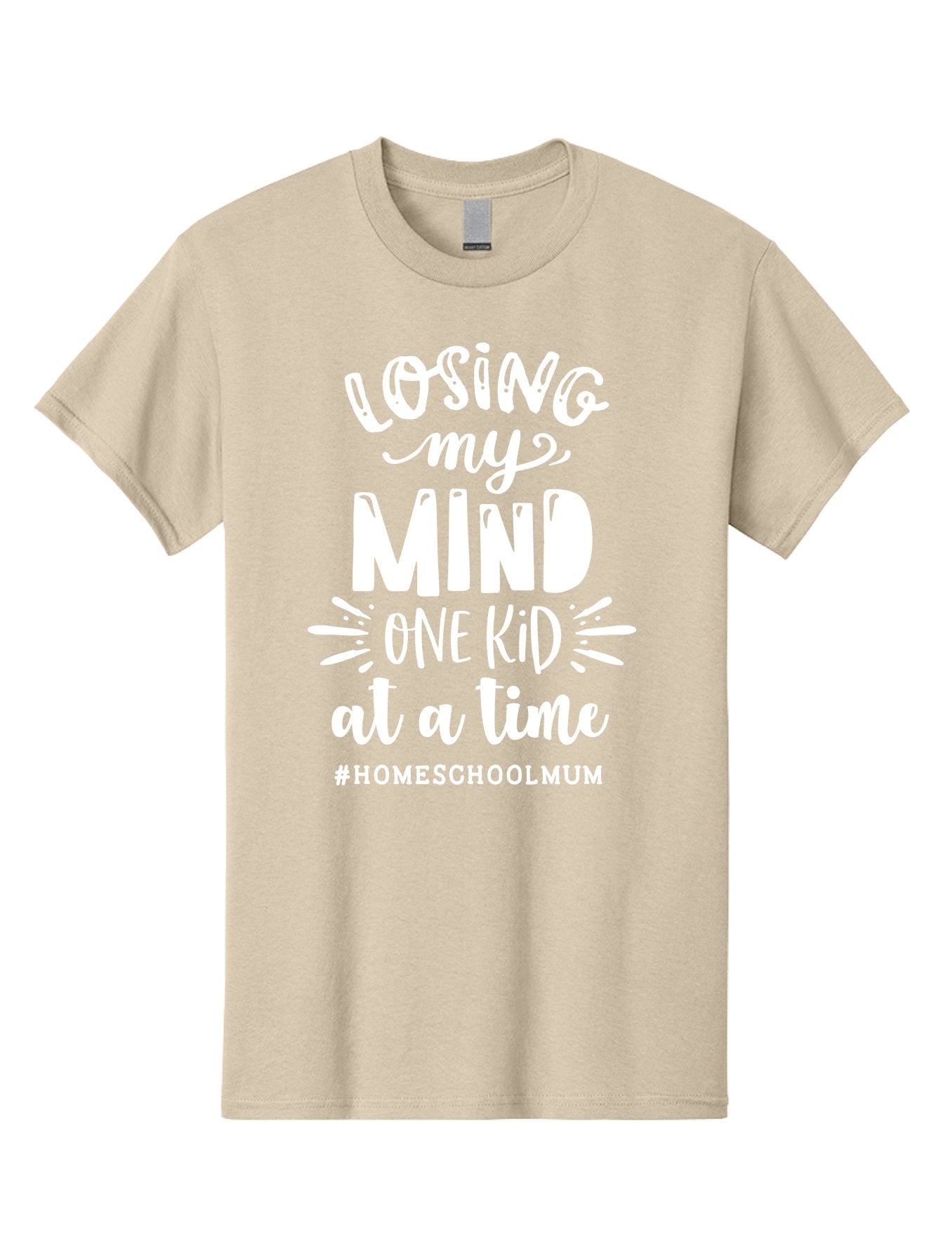 Losing-My-Mind-One-Kid-At-A-Time Men'S Graphic Tee, 100% Cotton, Comfortable Casual Summer Wear, Machine Washable, Homeschool Mom, Parenting Struggles, Humorous Quote, Motherhood Challenges, Parenting Life Aab411 4