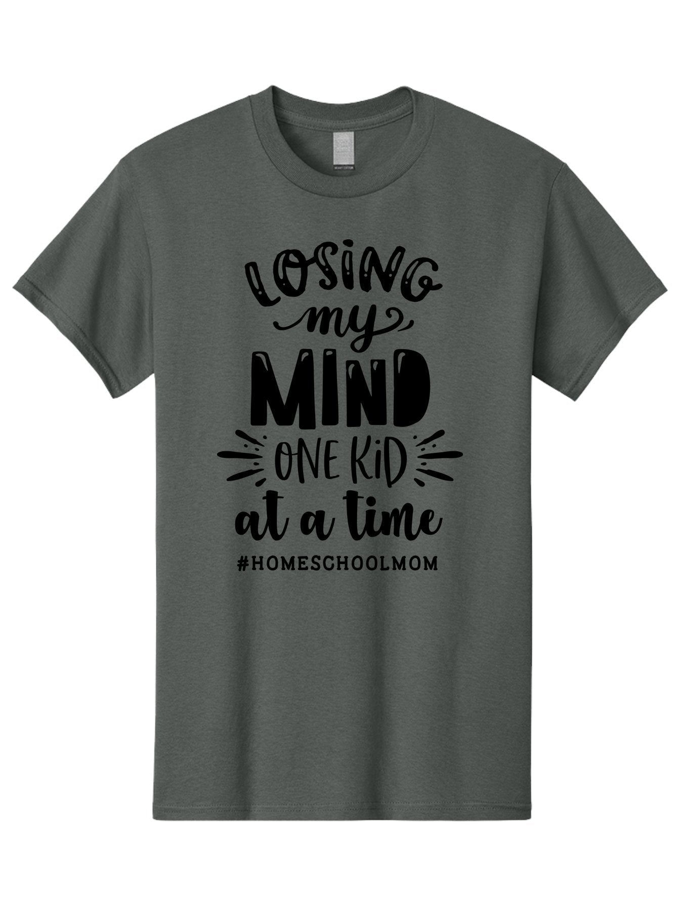 Losing-My-Mind Men'S Graphic Tee, 100% Cotton, Comfortable Casual Summer Wear, Machine Washable, Homeschool Mom Quotes, Parenting Humor, Funny Sayings, Mom Life, Homeschooling Challenges, Parenting Stress, Humor For Moms Aab412 4