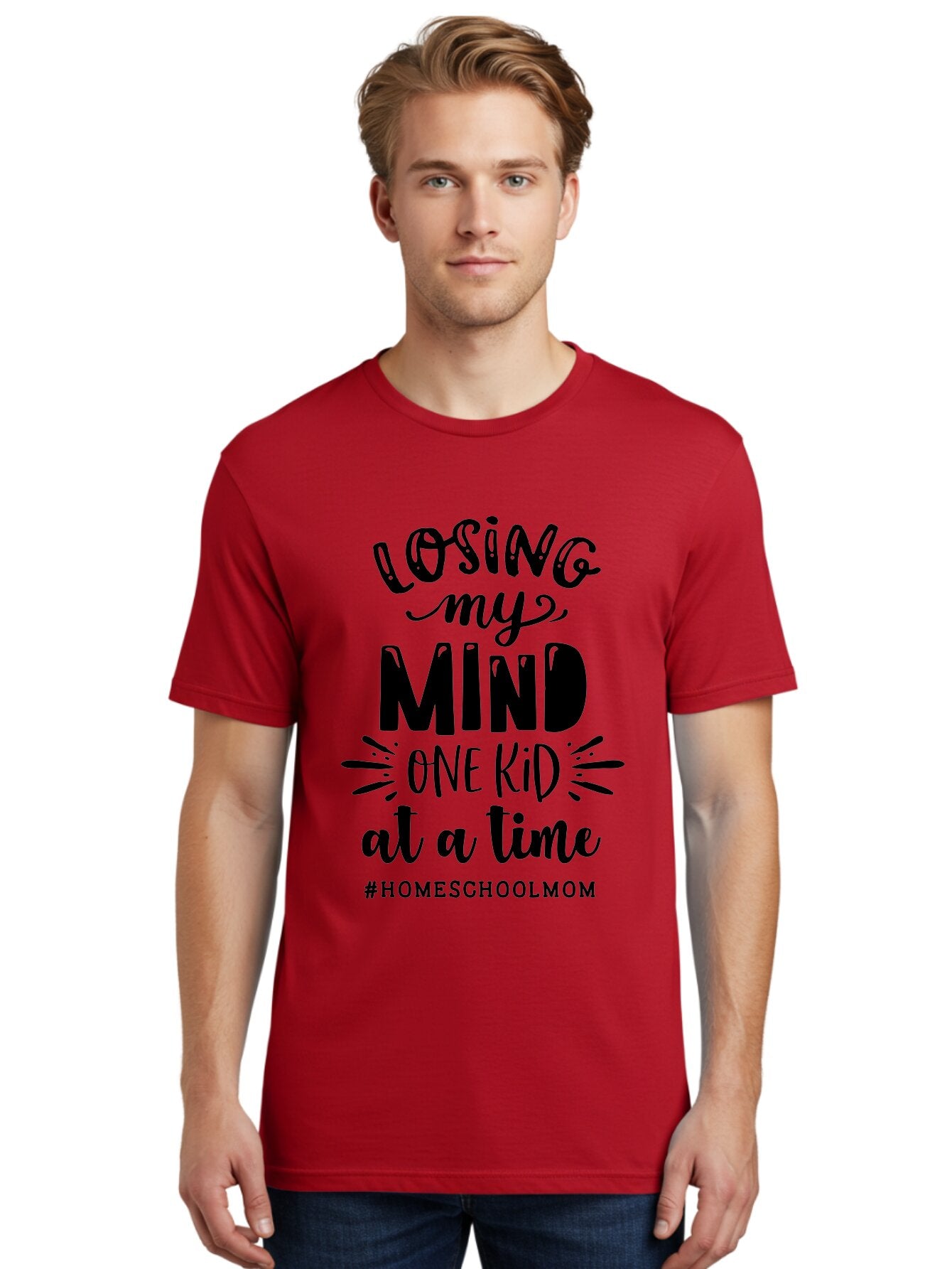 Losing-My-Mind Men'S Graphic Tee, 100% Cotton, Comfortable Casual Summer Wear, Machine Washable, Homeschool Mom Quotes, Parenting Humor, Funny Sayings, Mom Life, Homeschooling Challenges, Parenting Stress, Humor For Moms Aab412 21