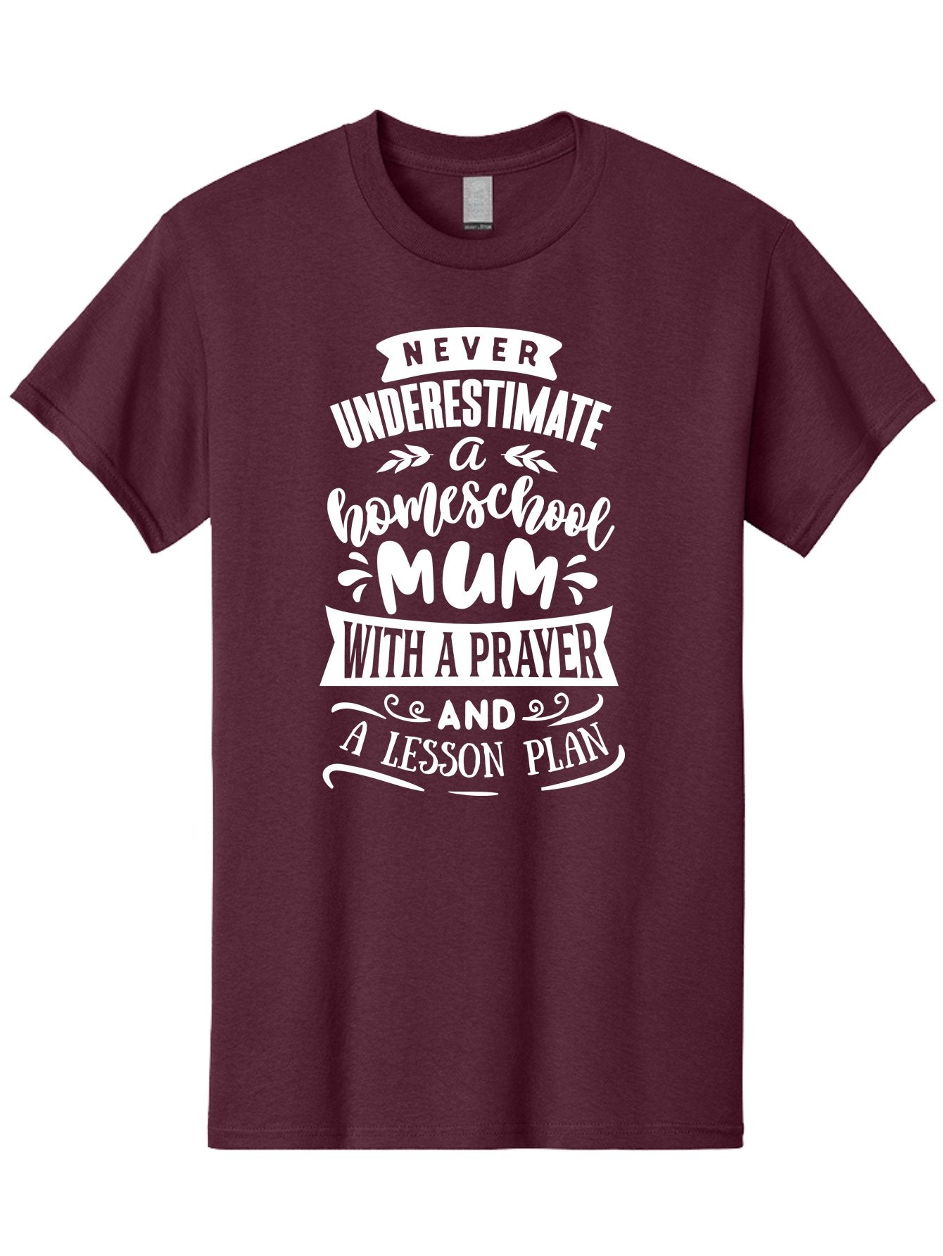 Never-Underestimate-Homeschool-Mum Men'S Graphic Tee, 100% Cotton, Comfortable Casual Summer Wear, Machine Washable, Homeschool Mum, Inspirational Quote, Motivational Phrase, Homeschooling Parent, Lesson Plan, Prayer, Education Support, Aab414 12