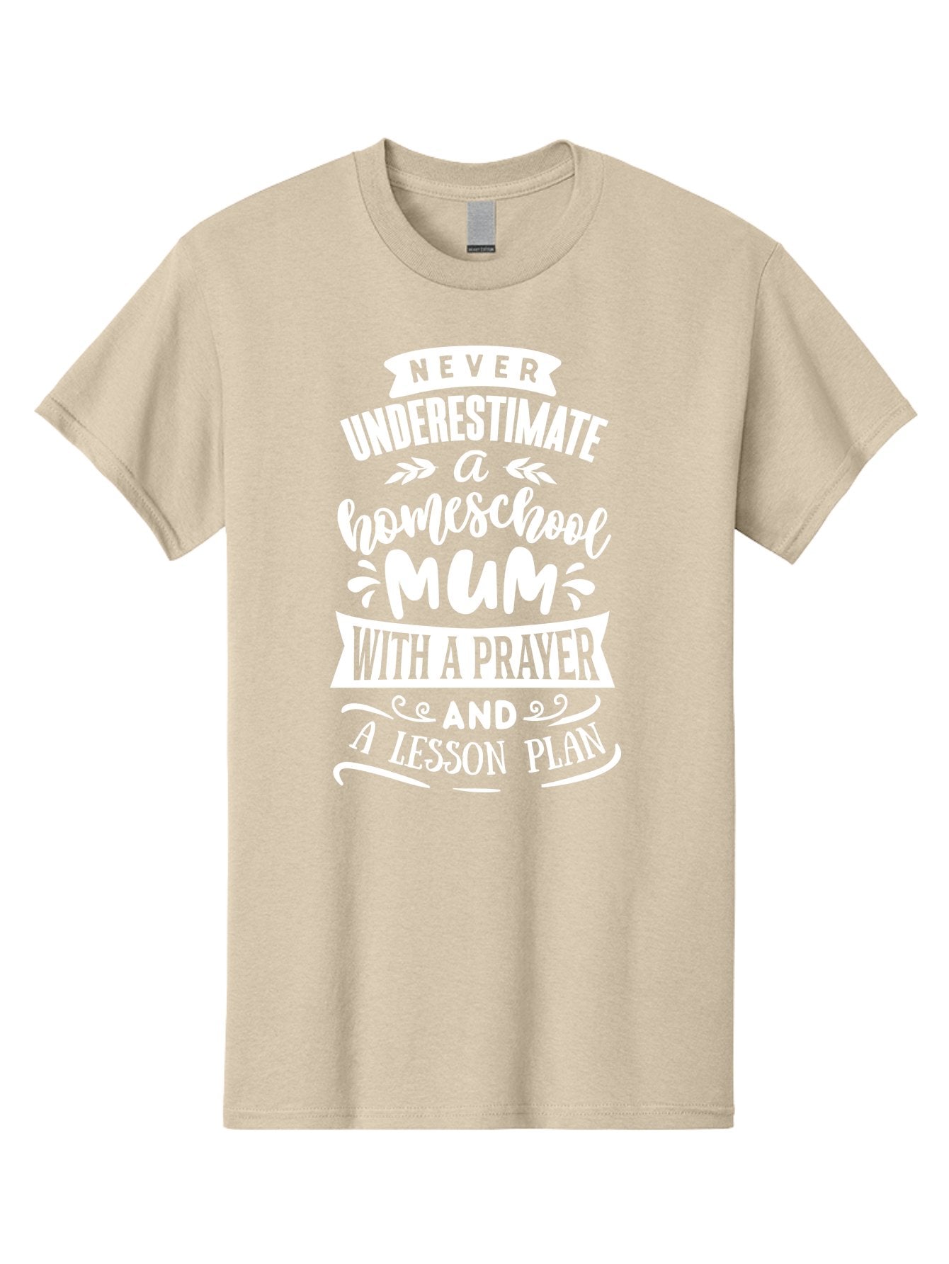 Never-Underestimate-Homeschool-Mum Men'S Graphic Tee, 100% Cotton, Comfortable Casual Summer Wear, Machine Washable, Homeschool Mum, Inspirational Quote, Motivational Phrase, Homeschooling Parent, Lesson Plan, Prayer, Education Support, Aab414 11