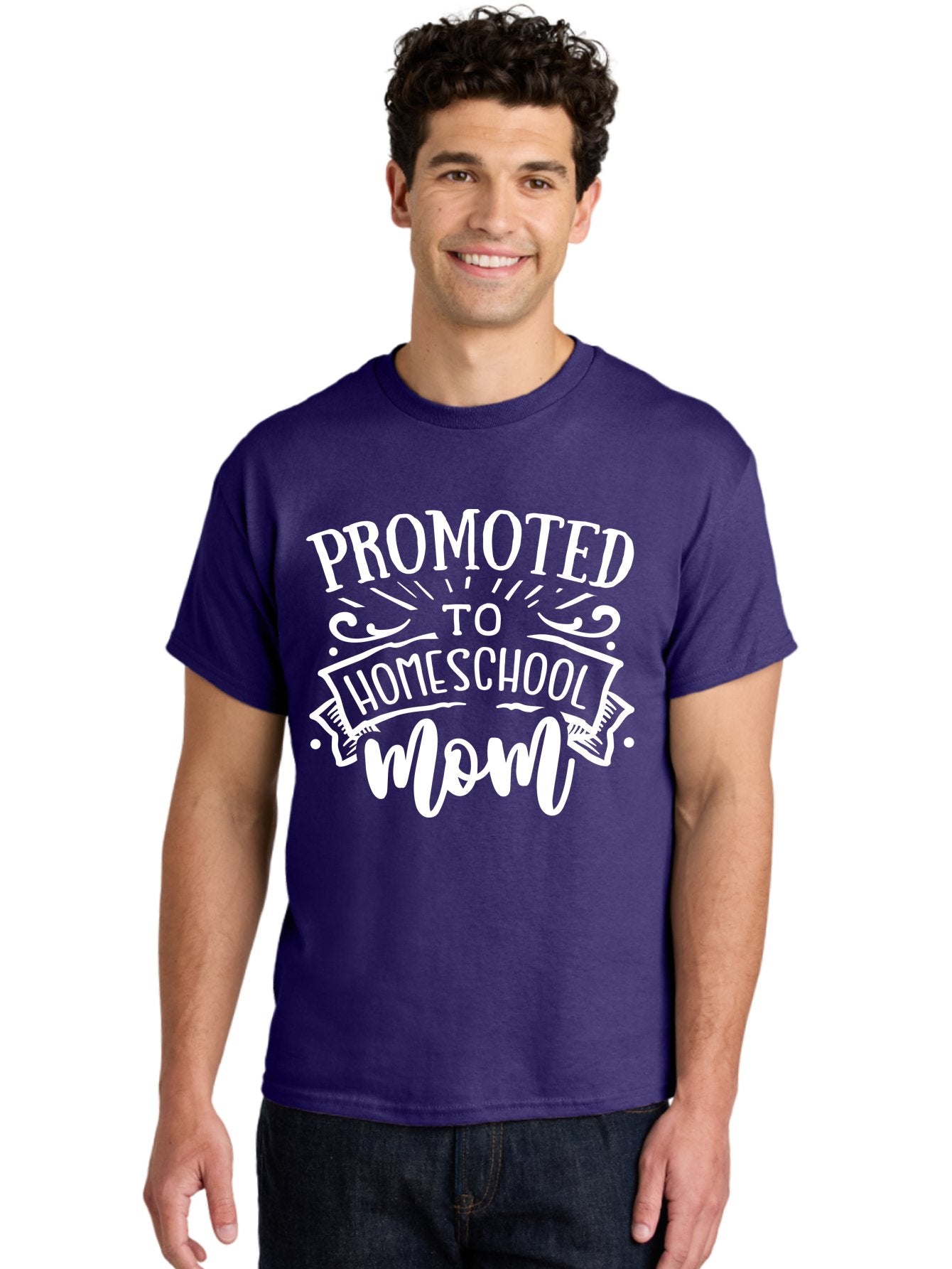 Promoted-To-Homeschool-Mom Men'S Graphic Tee, 100% Cotton, Comfortable Casual Summer Wear, Machine Washable, Homeschool Mom, Education At Home, Parenting Journey, Alternative Schooling, Mom Life, Family Learning, Personalized Education, Aab418 19
