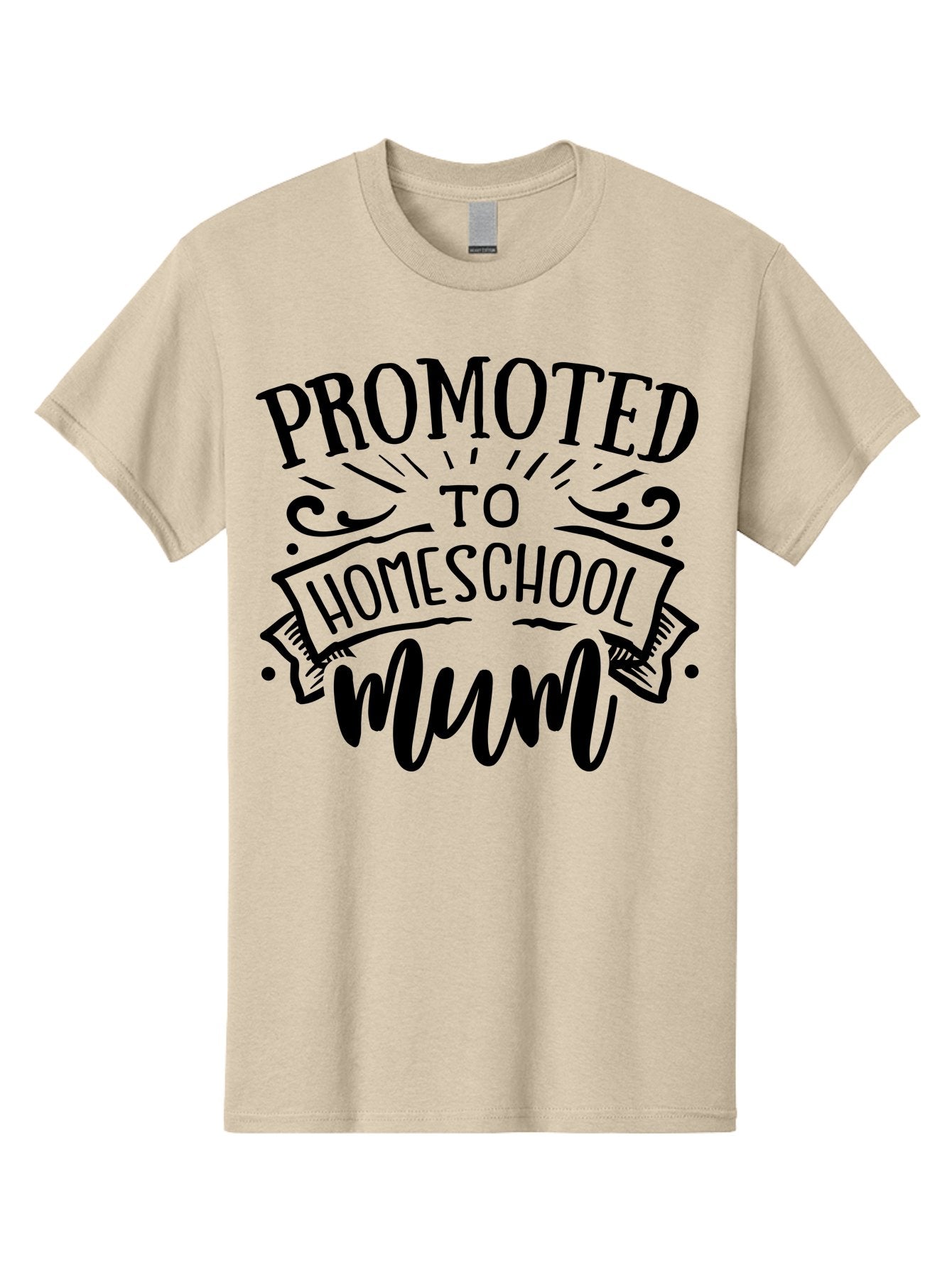 Promoted-To-Homeschool-Mum-1 Men'S Graphic Tee, 100% Cotton, Comfortable Casual Summer Wear, Machine Washable, Homeschool Mum, Mom Life, Parenting, Education, Homeschooling, Funny Quote, Humorous Design, Mom Quote, Inspirational Quote Aab419