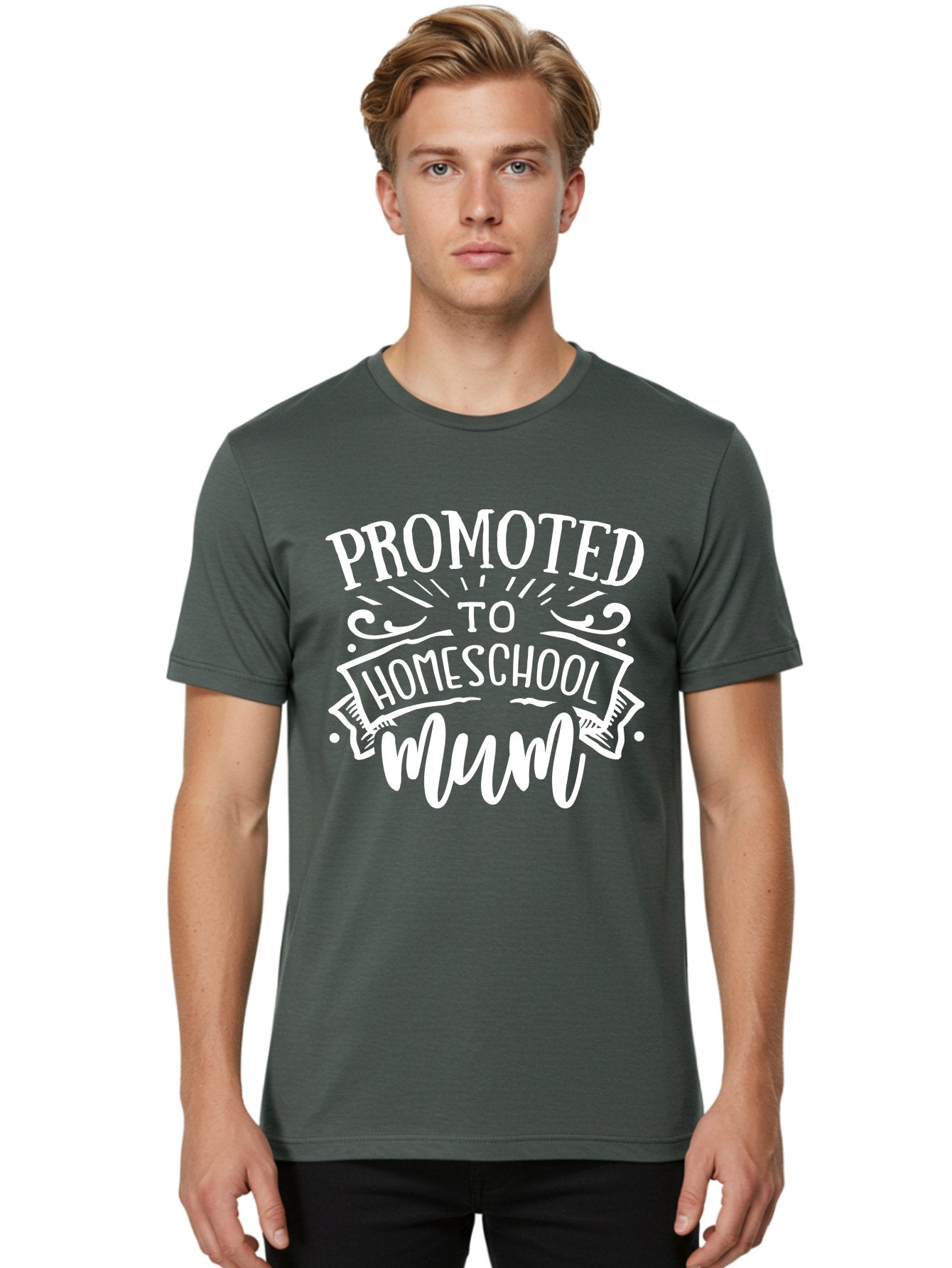 Promoted-To-Homeschool-Mum Men'S Graphic Tee, 100% Cotton, Comfortable Casual Summer Wear, Machine Washable, Homeschool Mom, Promoted To Homeschool Mum, Homeschooling, Mom Life, Parenting, Education, Funny Quote, Humorous Saying Aab420 27
