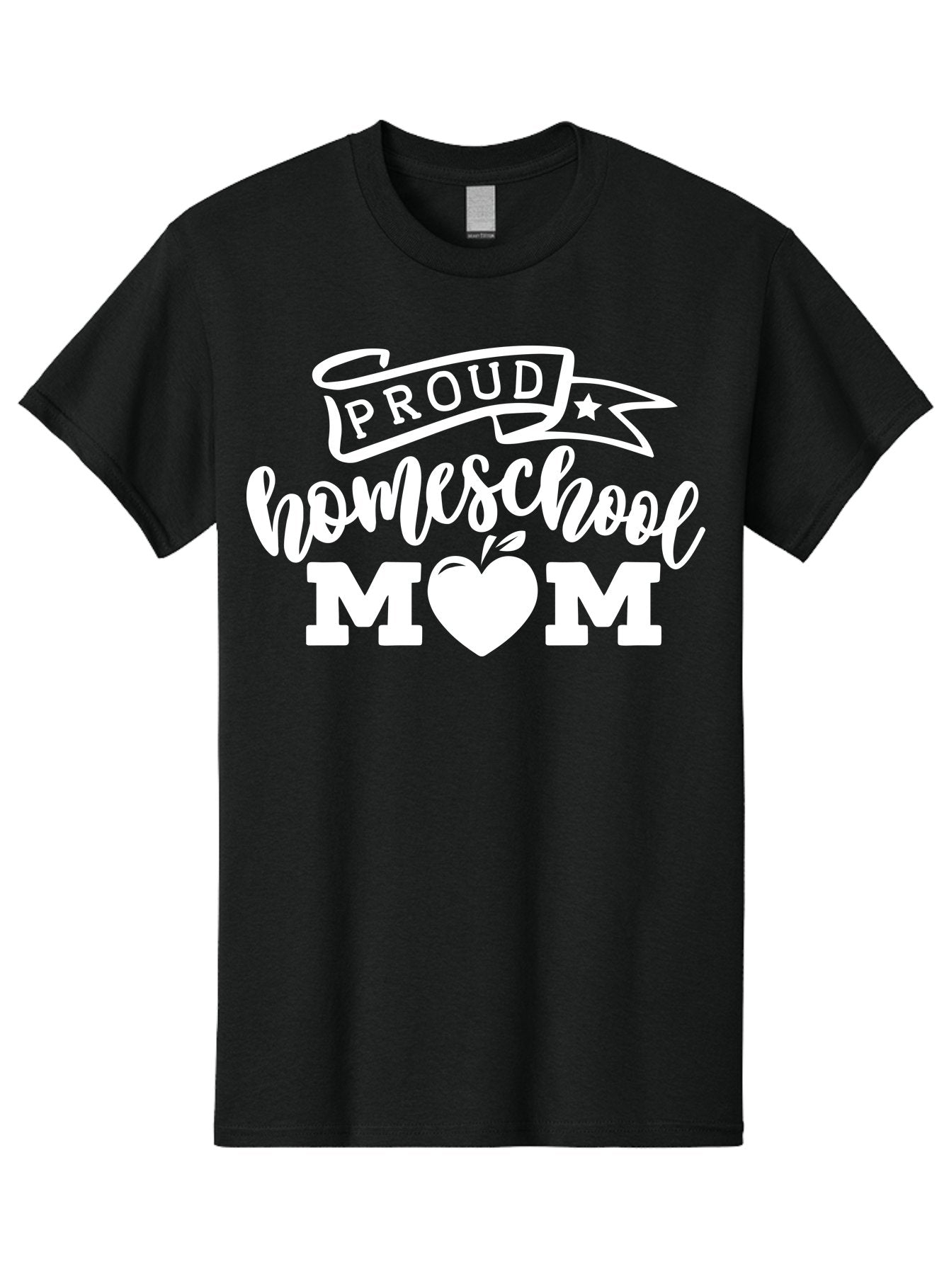 Proud-Homeschool-Mom-1 Men'S Graphic Tee, 100% Cotton, Comfortable Casual Summer Wear, Machine Washable, Homeschool Mom Graphic, Proud Parent, Apple Heart Symbol, Education, Parenting, Inspirational Quote, Homeschooling, Motherhood, Aab421