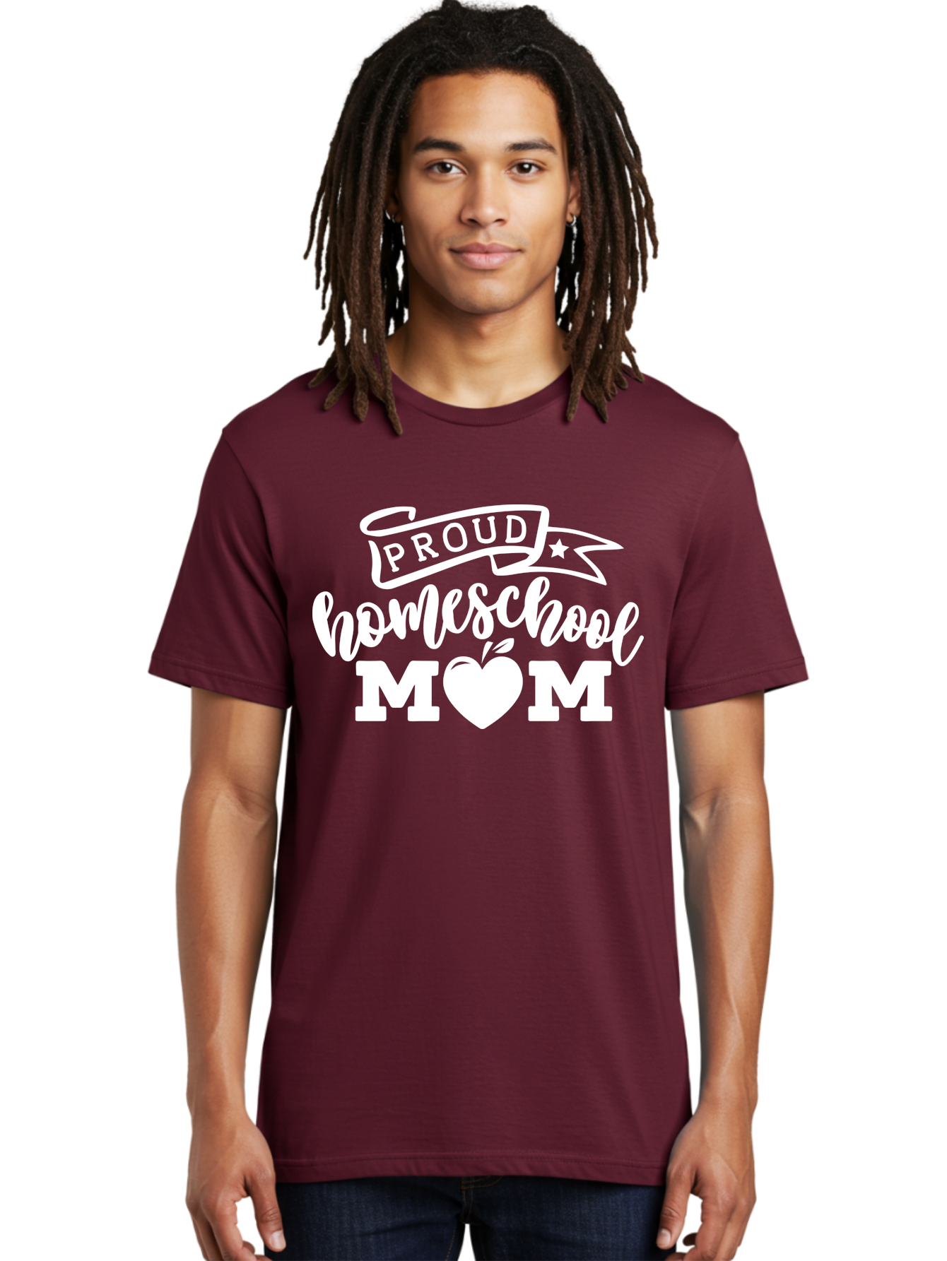 Proud-Homeschool-Mom-1 Men'S Graphic Tee, 100% Cotton, Comfortable Casual Summer Wear, Machine Washable, Homeschool Mom Graphic, Proud Parent, Apple Heart Symbol, Education, Parenting, Inspirational Quote, Homeschooling, Motherhood, Aab421