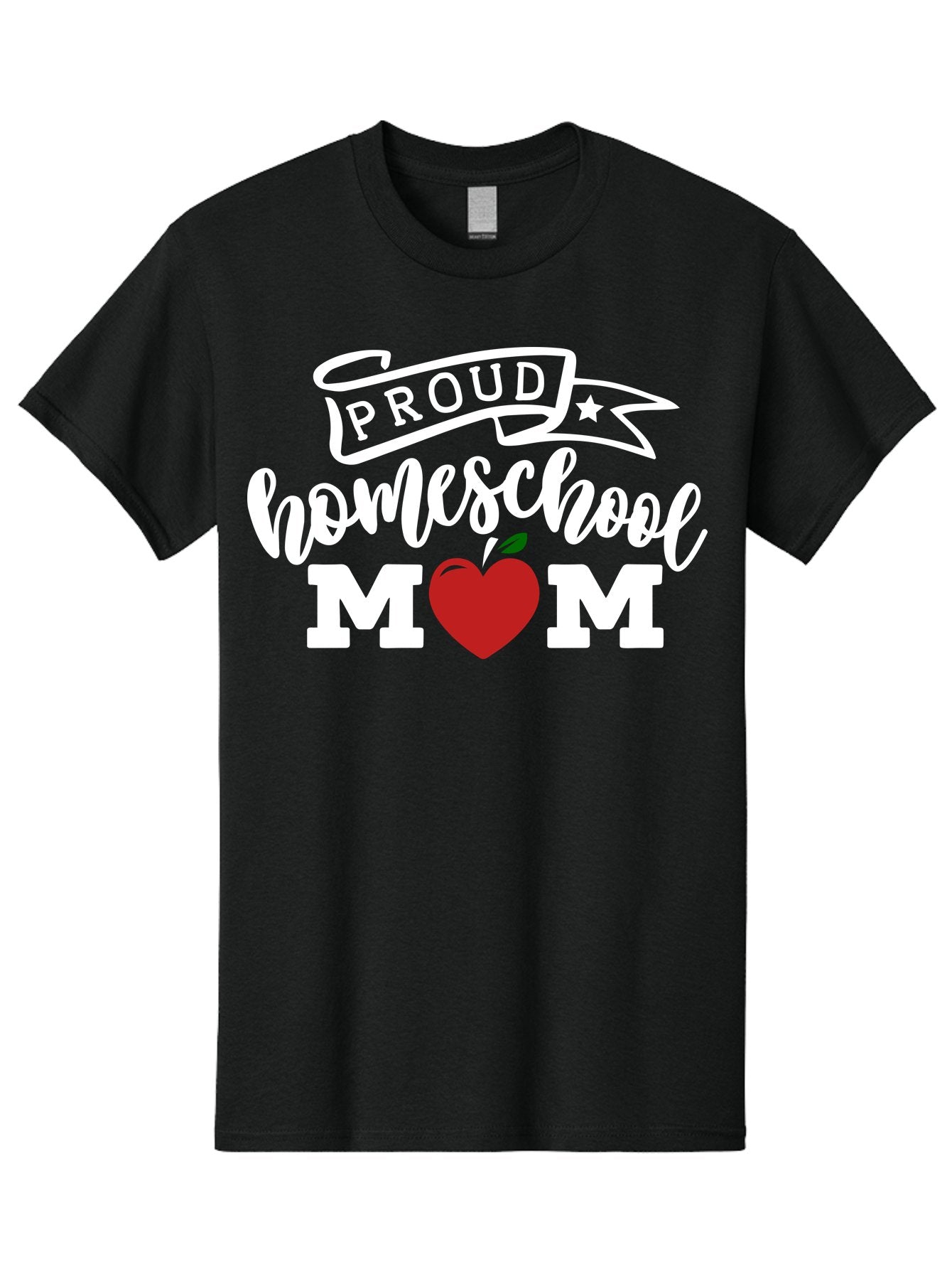 Proud-Homeschool-Mom-2 Men'S Graphic Tee, 100% Cotton, Comfortable Casual Summer Wear, Machine Washable, Homeschool Mom, Proud Parent, Apple Symbol, Homeschooling, Parenting, Education, Love For Learning, Red Apple Aab422 3