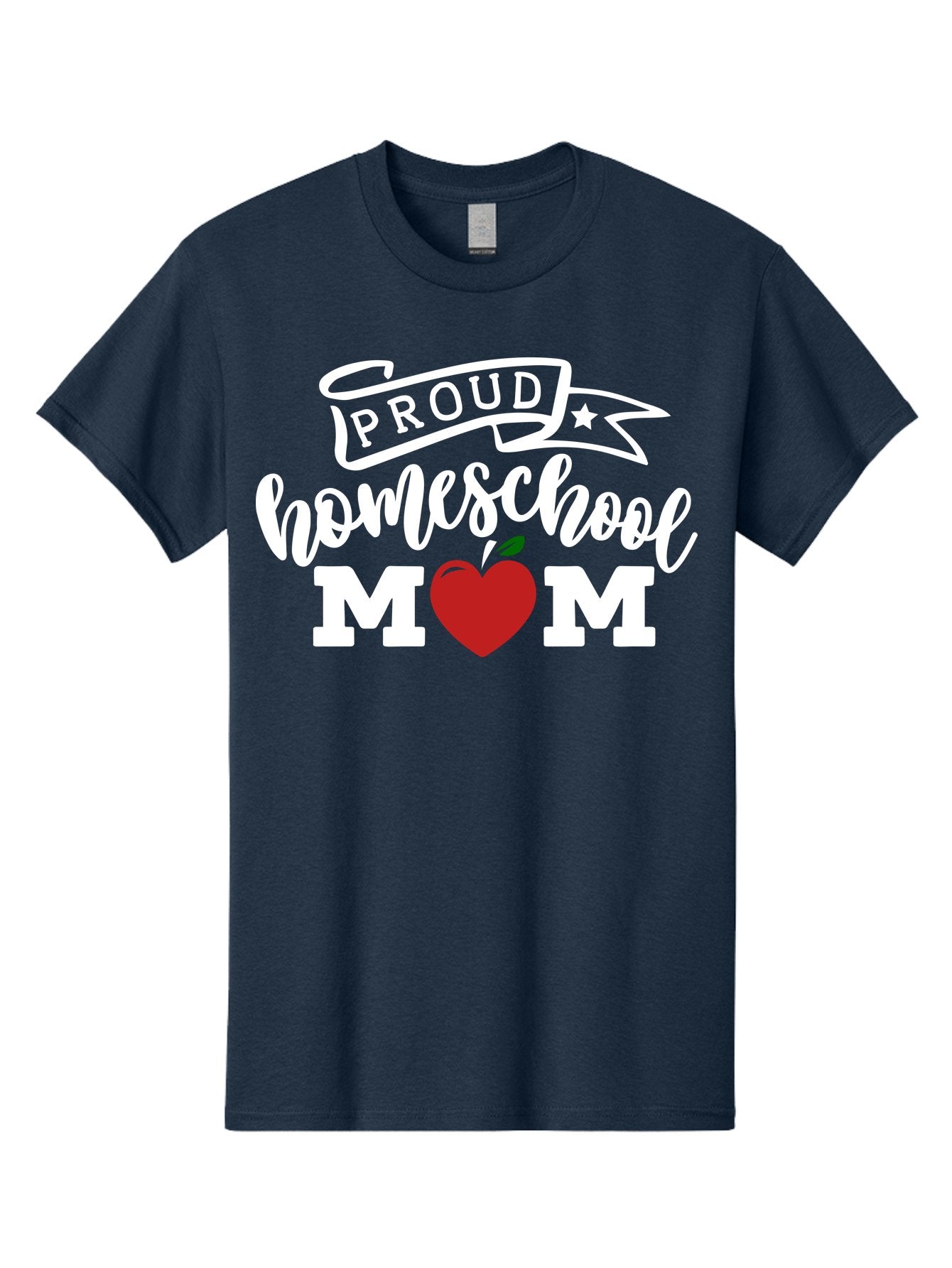 Proud-Homeschool-Mom-2 Men'S Graphic Tee, 100% Cotton, Comfortable Casual Summer Wear, Machine Washable, Homeschool Mom, Proud Parent, Apple Symbol, Homeschooling, Parenting, Education, Love For Learning, Red Apple Aab422