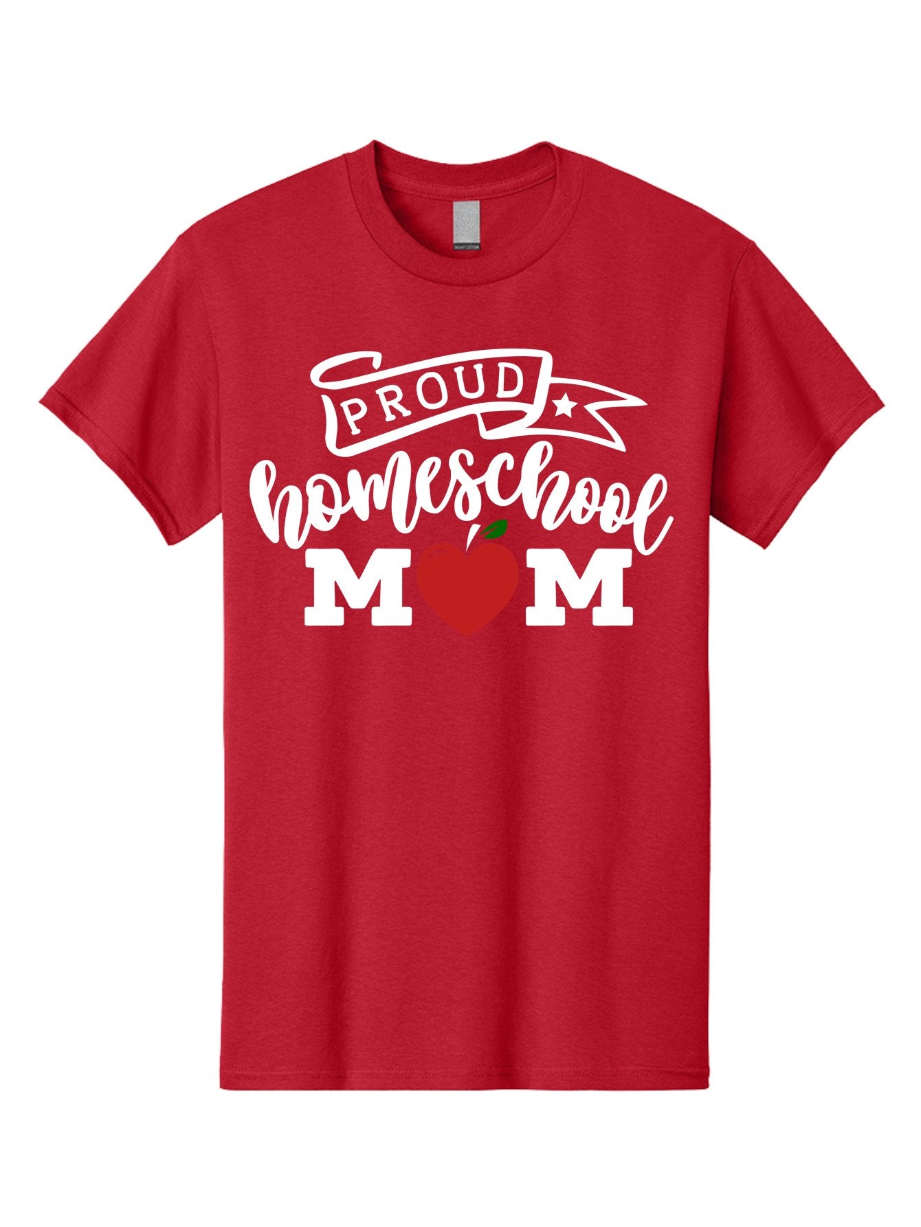 Proud-Homeschool-Mom-2 Men'S Graphic Tee, 100% Cotton, Comfortable Casual Summer Wear, Machine Washable, Homeschool Mom, Proud Parent, Apple Symbol, Homeschooling, Parenting, Education, Love For Learning, Red Apple Aab422 5