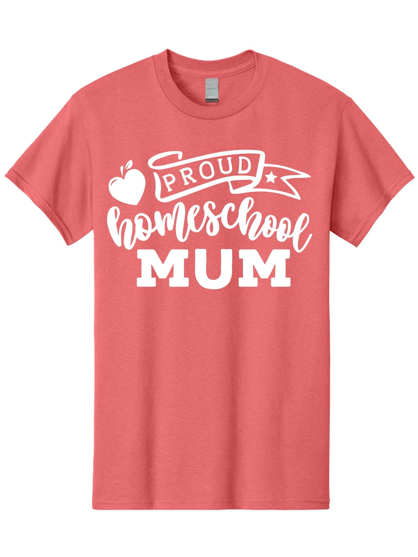 Proud-Homeschool-Mum-1 Men'S Graphic Tee, 100% Cotton, Comfortable Casual Summer Wear, Machine Washable, Homeschool Mom, Proud Parent, Homeschooling, Motherhood, Education, Apple Logo, Star Symbol, Banner Design, Parent Teacher, Aab425 4