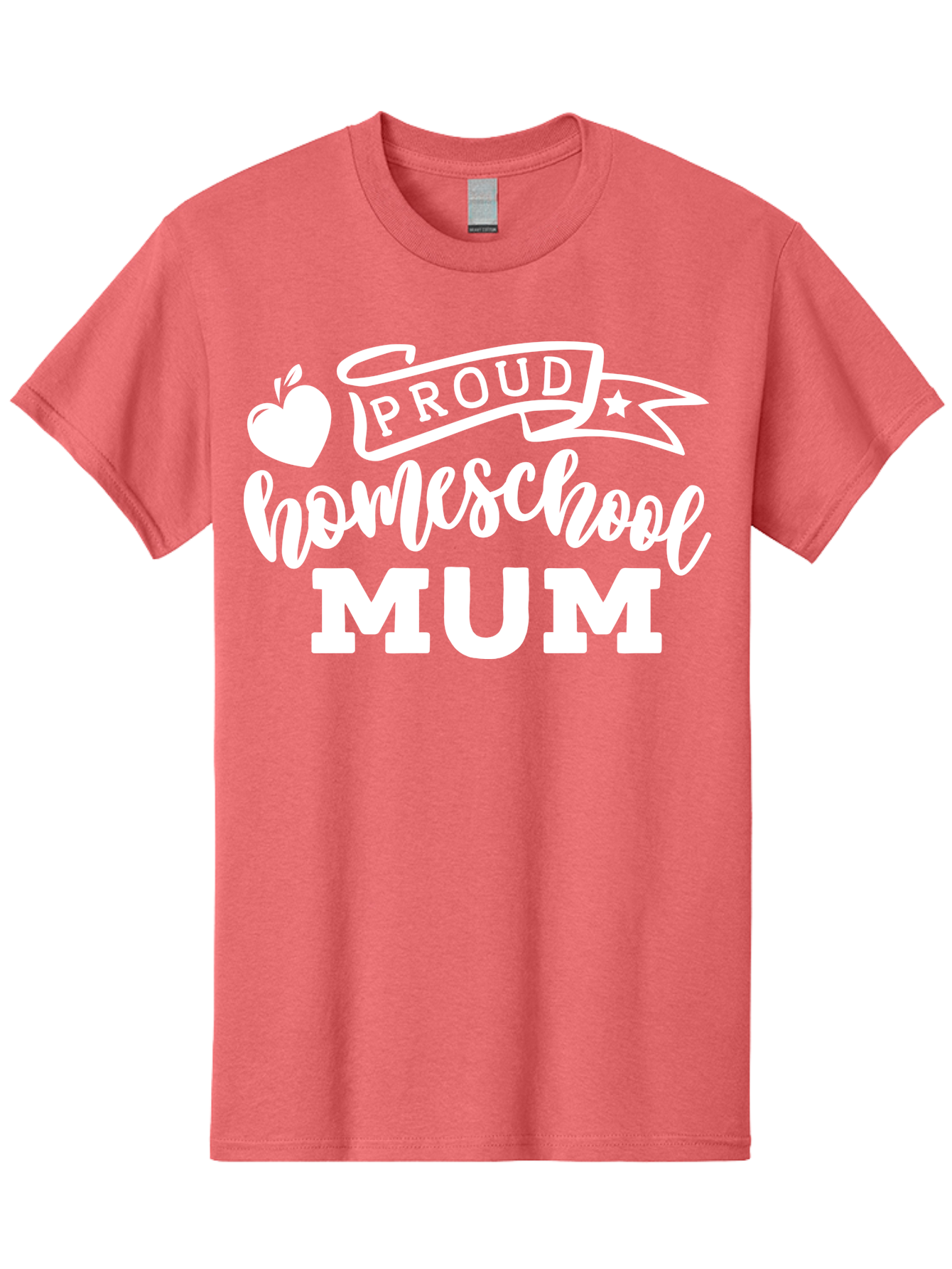 Proud-Homeschool-Mum-1 Men'S Graphic Tee, 100% Cotton, Comfortable Casual Summer Wear, Machine Washable, Homeschool Mom, Proud Parent, Homeschooling, Motherhood, Education, Apple Logo, Star Symbol, Banner Design, Parent Teacher, Aab425 23
