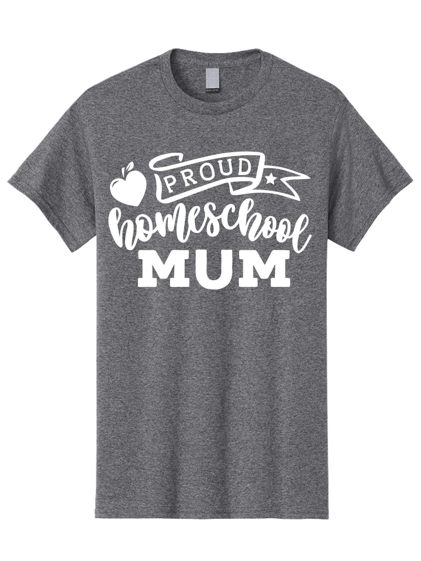 Proud-Homeschool-Mum-1 Men'S Graphic Tee, 100% Cotton, Comfortable Casual Summer Wear, Machine Washable, Homeschool Mom, Proud Parent, Homeschooling, Motherhood, Education, Apple Logo, Star Symbol, Banner Design, Parent Teacher, Aab425 6