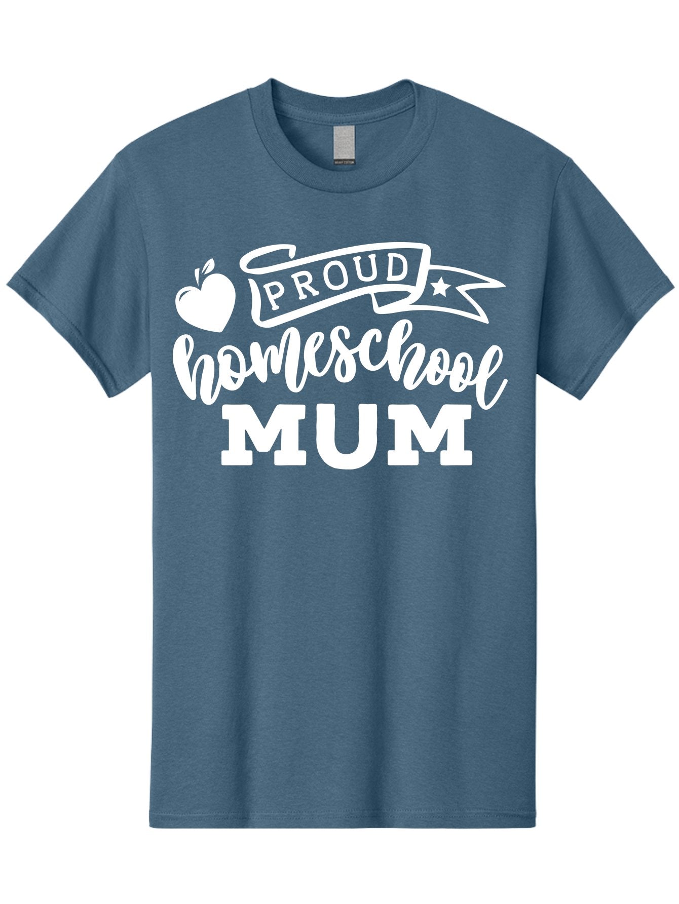 Proud-Homeschool-Mum-1 Men'S Graphic Tee, 100% Cotton, Comfortable Casual Summer Wear, Machine Washable, Homeschool Mom, Proud Parent, Homeschooling, Motherhood, Education, Apple Logo, Star Symbol, Banner Design, Parent Teacher, Aab425 10