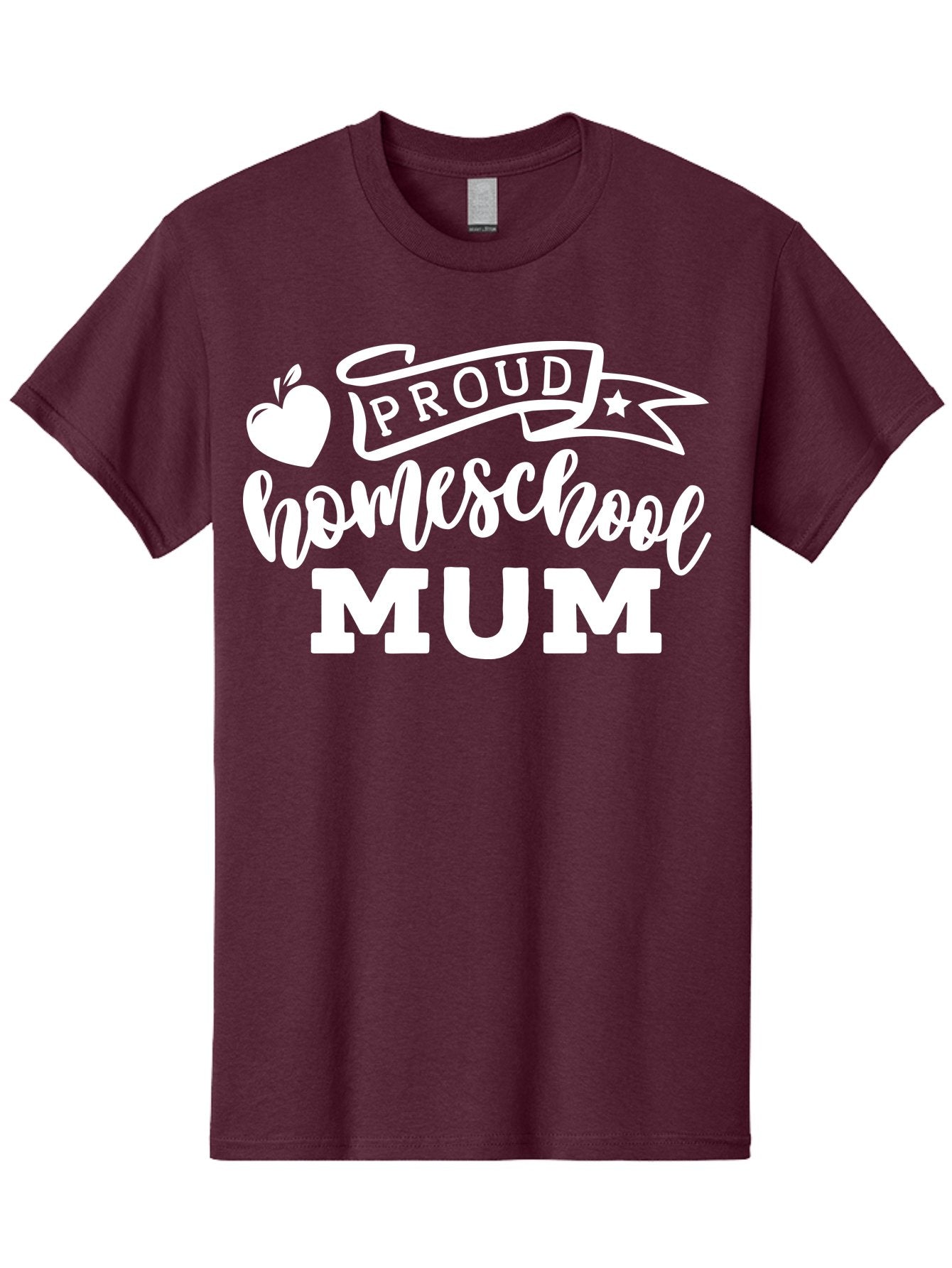 Proud-Homeschool-Mum-1 Men'S Graphic Tee, 100% Cotton, Comfortable Casual Summer Wear, Machine Washable, Homeschool Mom, Proud Parent, Homeschooling, Motherhood, Education, Apple Logo, Star Symbol, Banner Design, Parent Teacher, Aab425 11