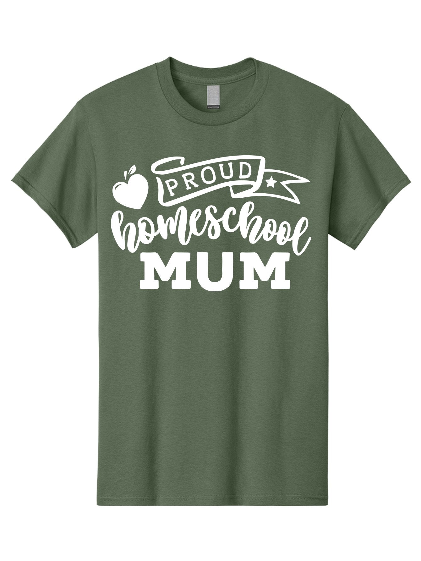 Proud-Homeschool-Mum-1 Men'S Graphic Tee, 100% Cotton, Comfortable Casual Summer Wear, Machine Washable, Homeschool Mom, Proud Parent, Homeschooling, Motherhood, Education, Apple Logo, Star Symbol, Banner Design, Parent Teacher, Aab425 3
