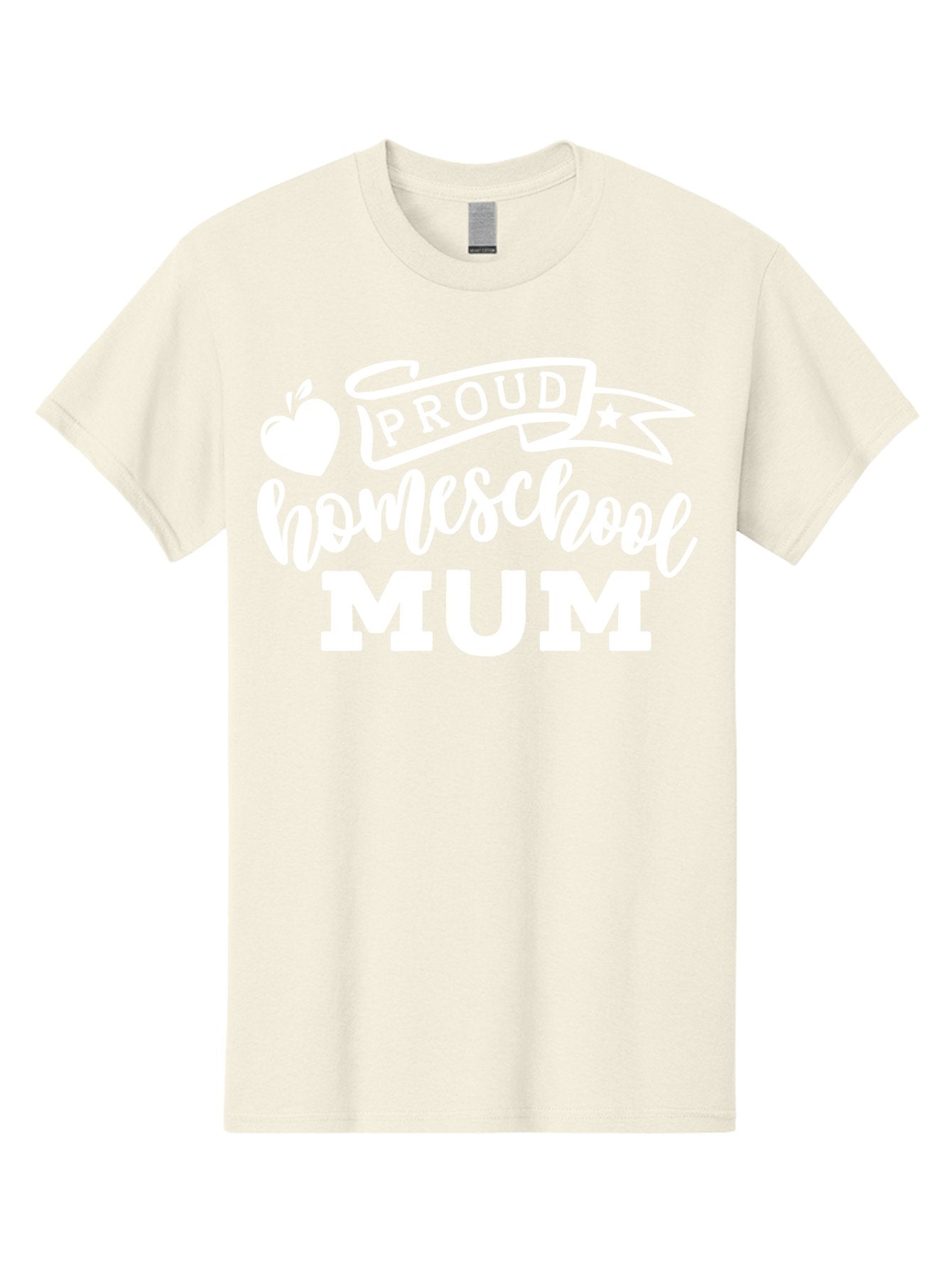 Proud-Homeschool-Mum-1 Men'S Graphic Tee, 100% Cotton, Comfortable Casual Summer Wear, Machine Washable, Homeschool Mom, Proud Parent, Homeschooling, Motherhood, Education, Apple Logo, Star Symbol, Banner Design, Parent Teacher, Aab425 9