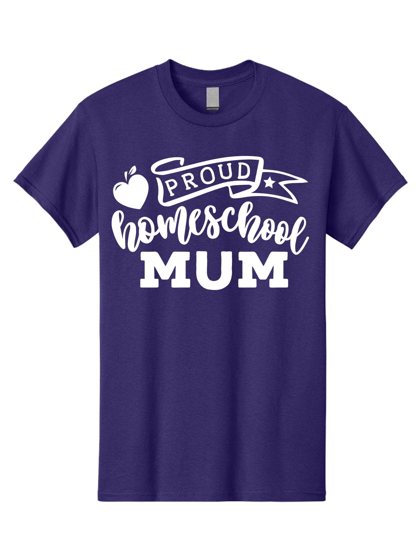 Proud-Homeschool-Mum-1 Men'S Graphic Tee, 100% Cotton, Comfortable Casual Summer Wear, Machine Washable, Homeschool Mom, Proud Parent, Homeschooling, Motherhood, Education, Apple Logo, Star Symbol, Banner Design, Parent Teacher, Aab425 5