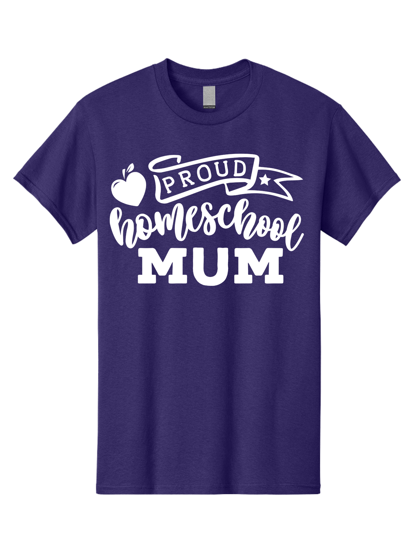 Proud-Homeschool-Mum-1 Men'S Graphic Tee, 100% Cotton, Comfortable Casual Summer Wear, Machine Washable, Homeschool Mom, Proud Parent, Homeschooling, Motherhood, Education, Apple Logo, Star Symbol, Banner Design, Parent Teacher, Aab425 15