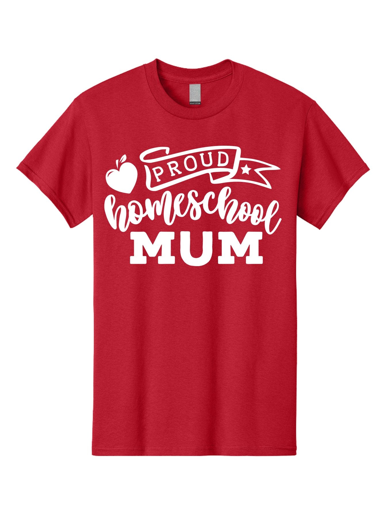 Proud-Homeschool-Mum-1 Men'S Graphic Tee, 100% Cotton, Comfortable Casual Summer Wear, Machine Washable, Homeschool Mom, Proud Parent, Homeschooling, Motherhood, Education, Apple Logo, Star Symbol, Banner Design, Parent Teacher, Aab425 14